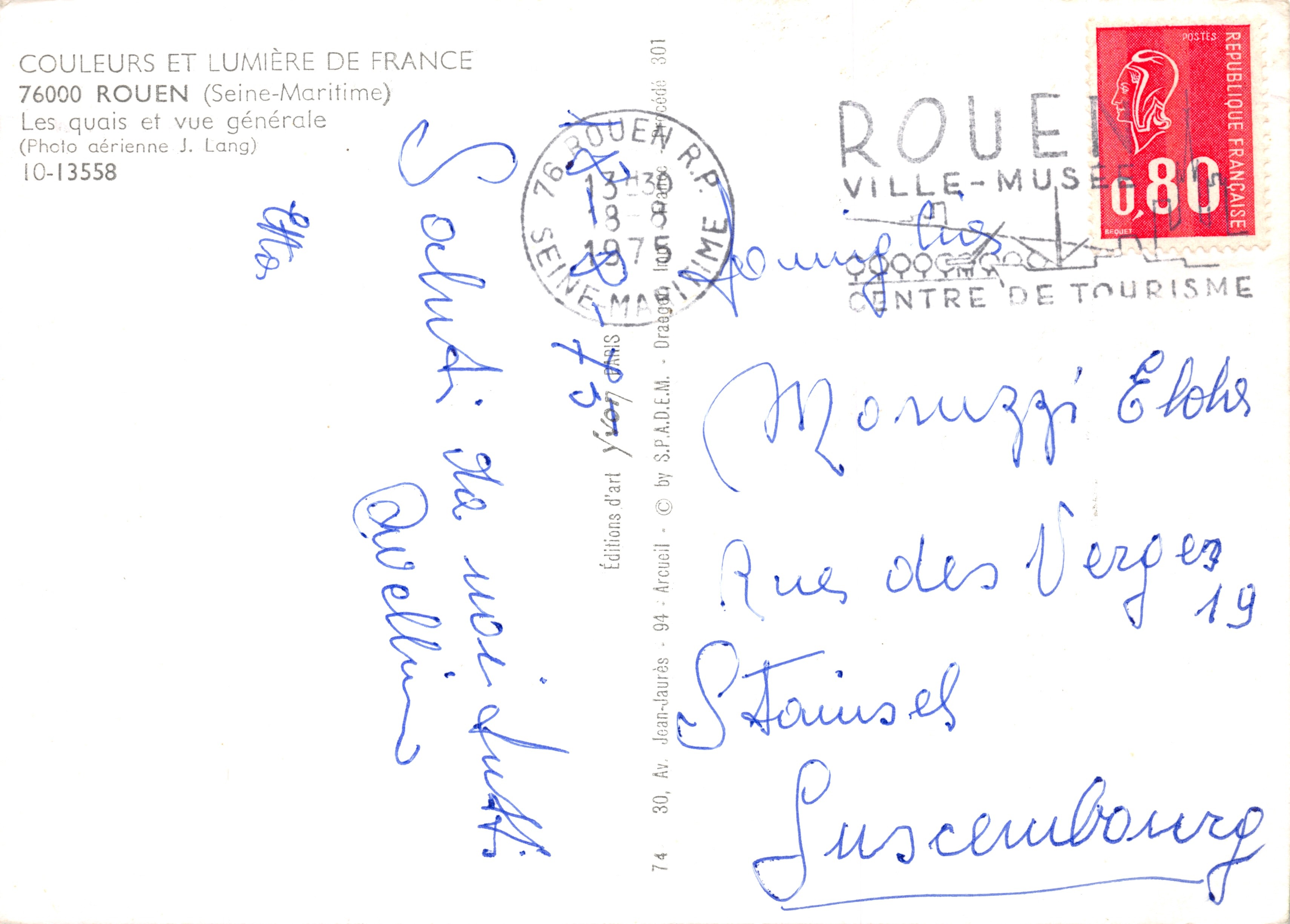 Rouen — vue générale des quais — Éditions d'art Arcueil — Achterkant