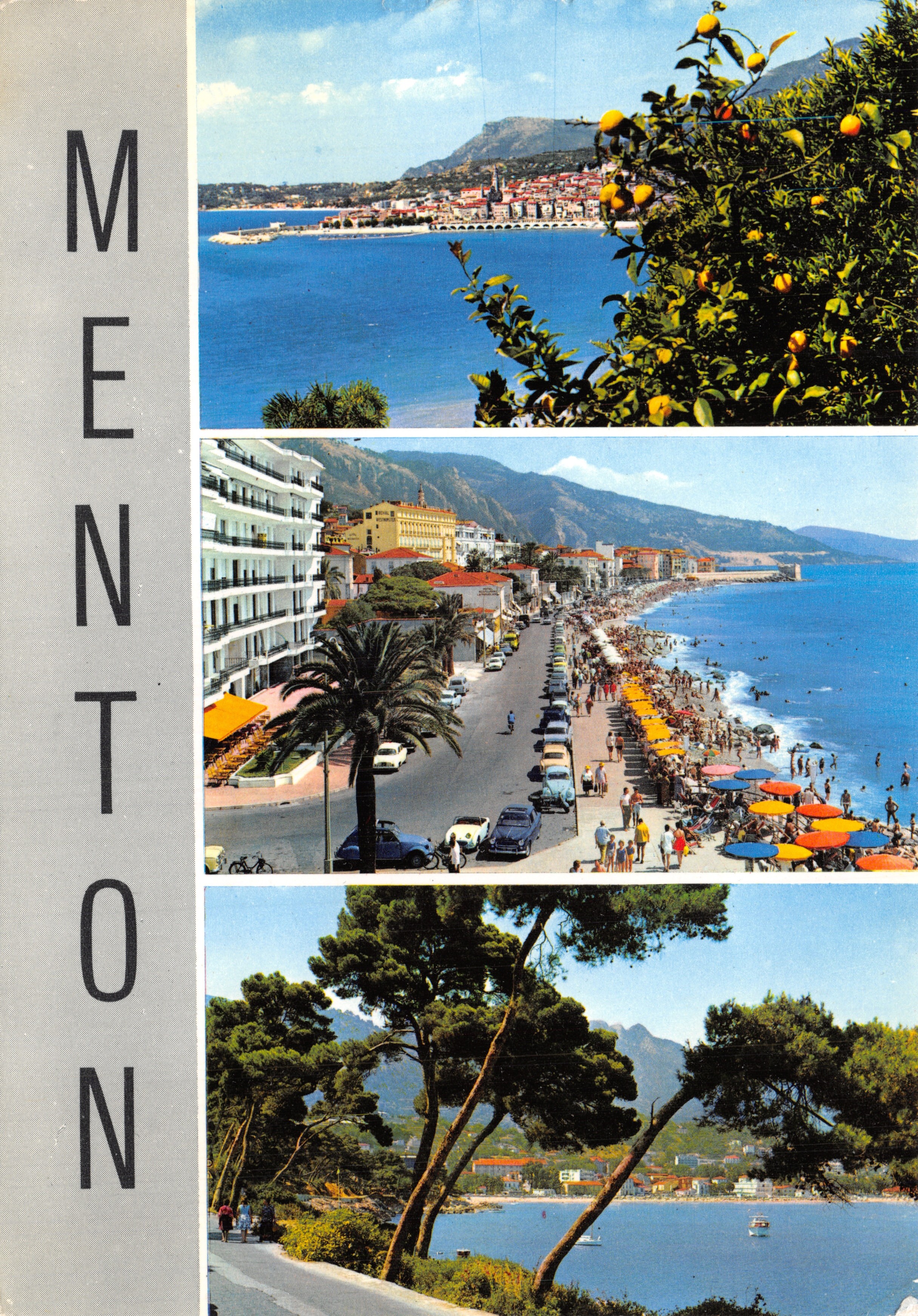 Menton — vue générale avec plage et montagnes — Éditions MAR, Nice