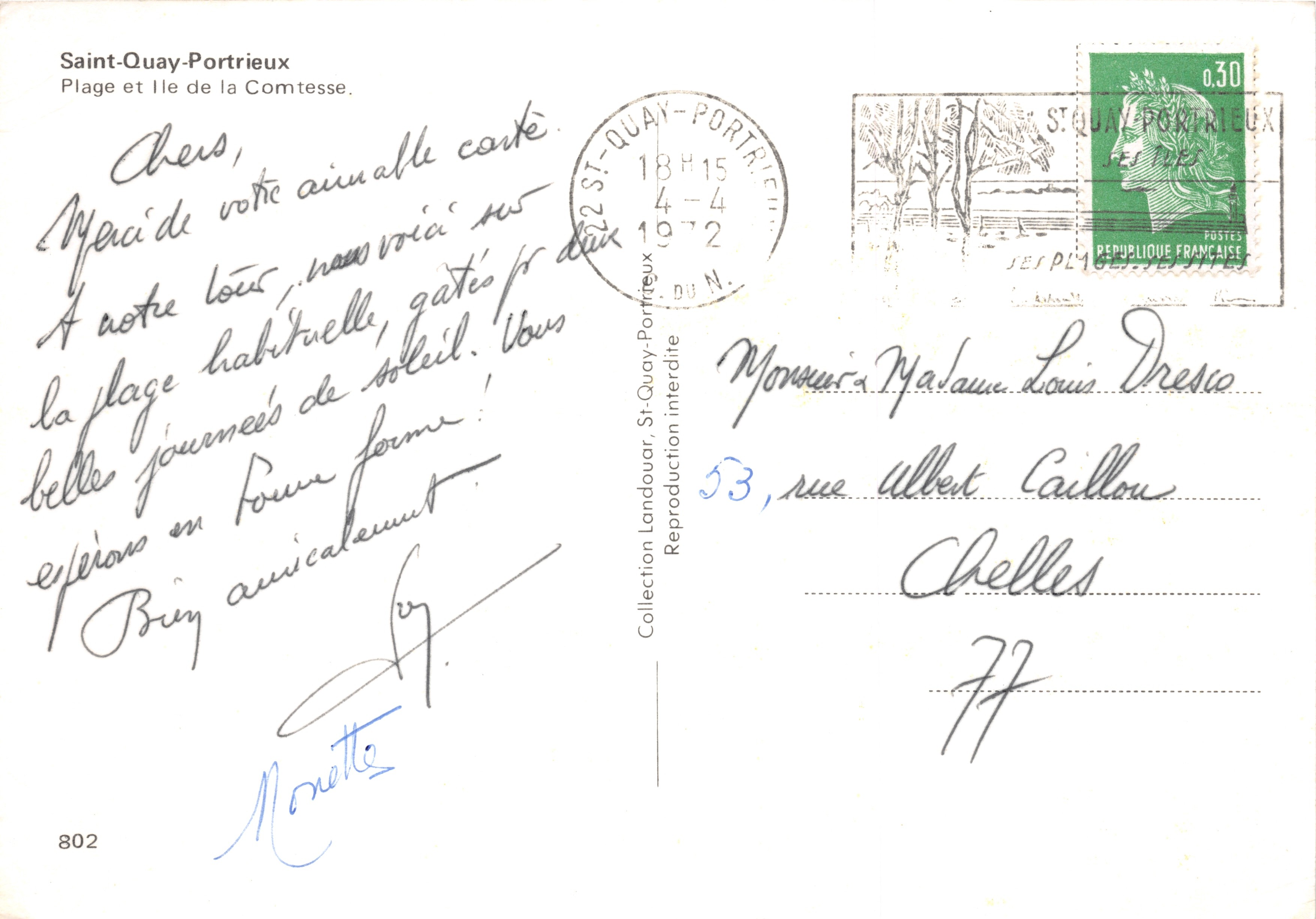 Saint-Quay-Portrieux — Plage et île de la Comtesse — Édition Collection Landouar — Achterkant