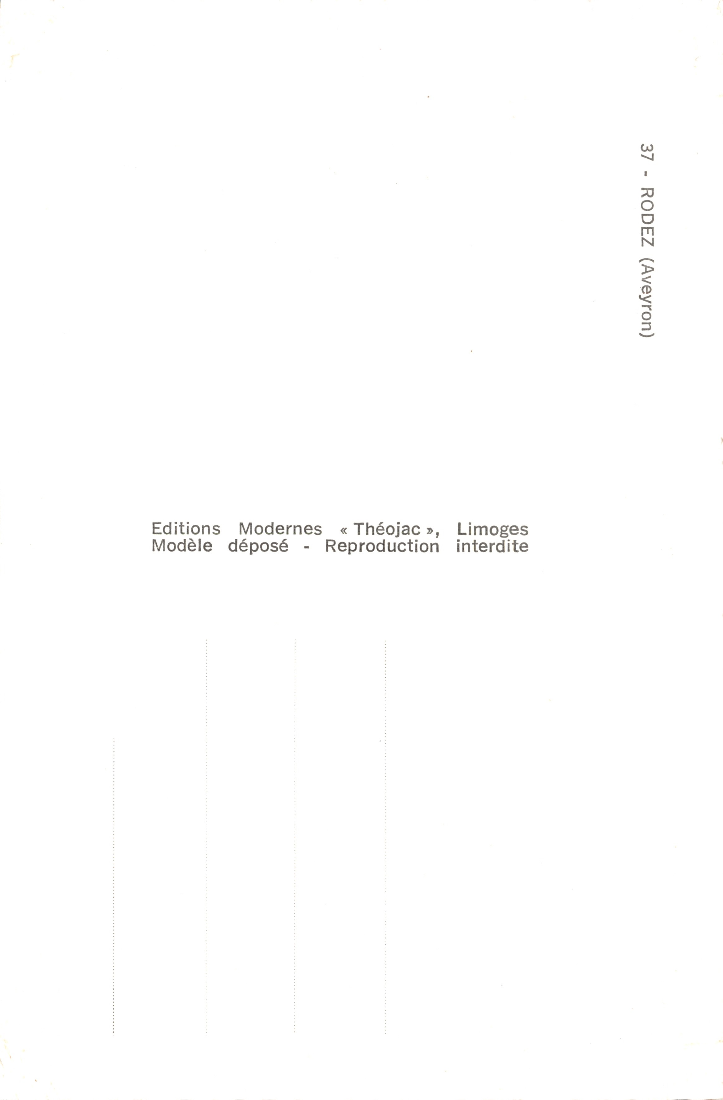 Rodez — Panorama de Rodez — Éditions Modernes « Théojac », Limoges — Achterkant