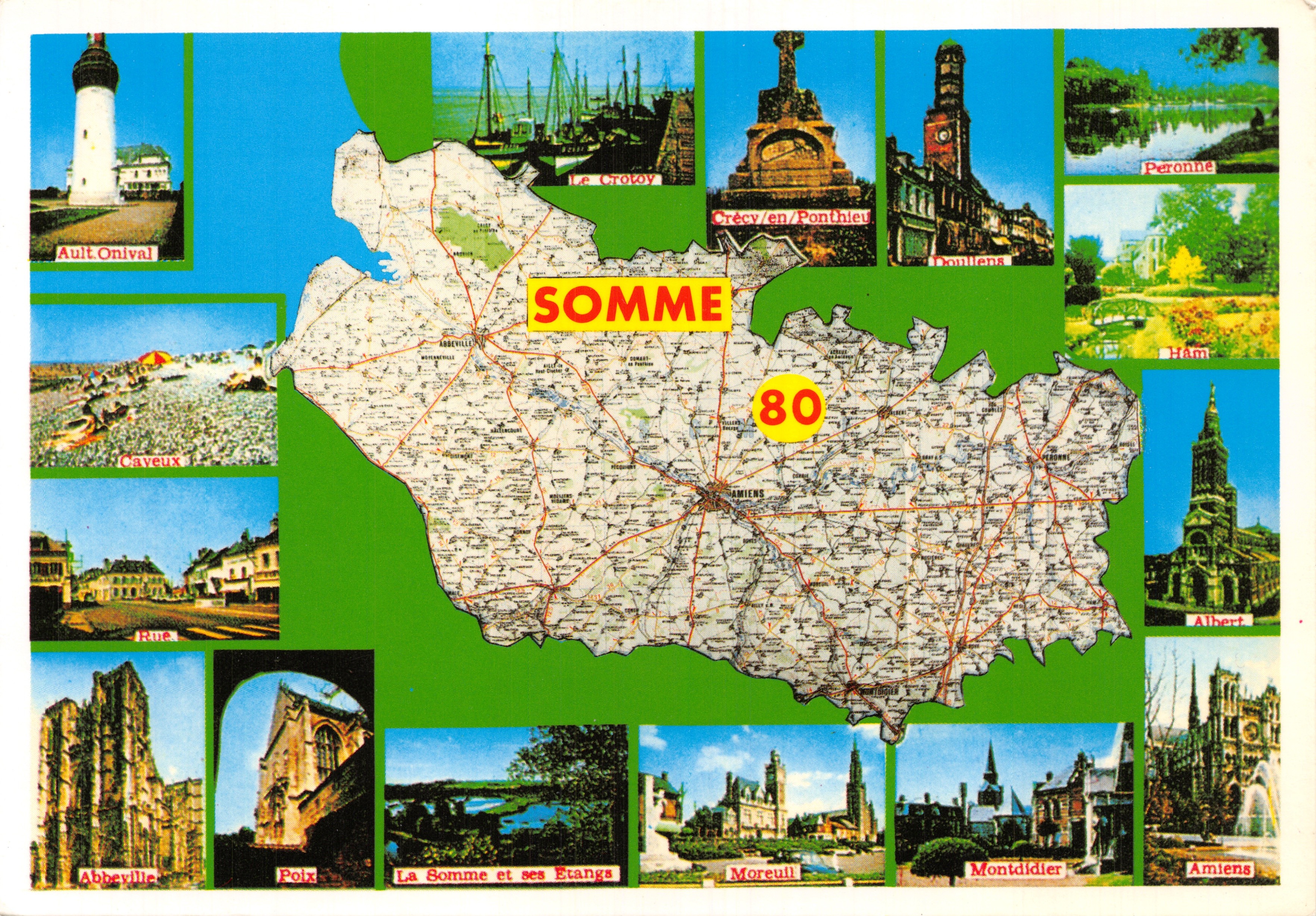 Somme — carte touristique avec vue de sites et carte du département 80 — Éditions de France