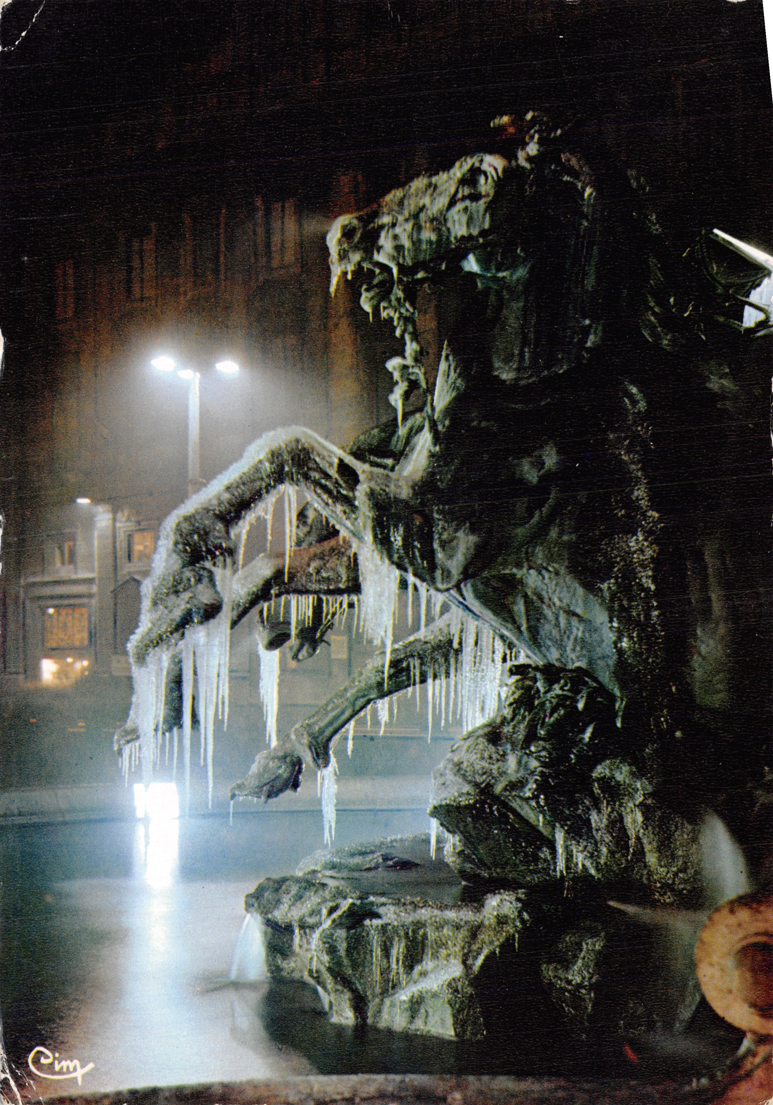 Fontaine Bartholdi — illuminations de Lyon — éditeur COMBIBIER IMP. MACON (S.-et-L.)