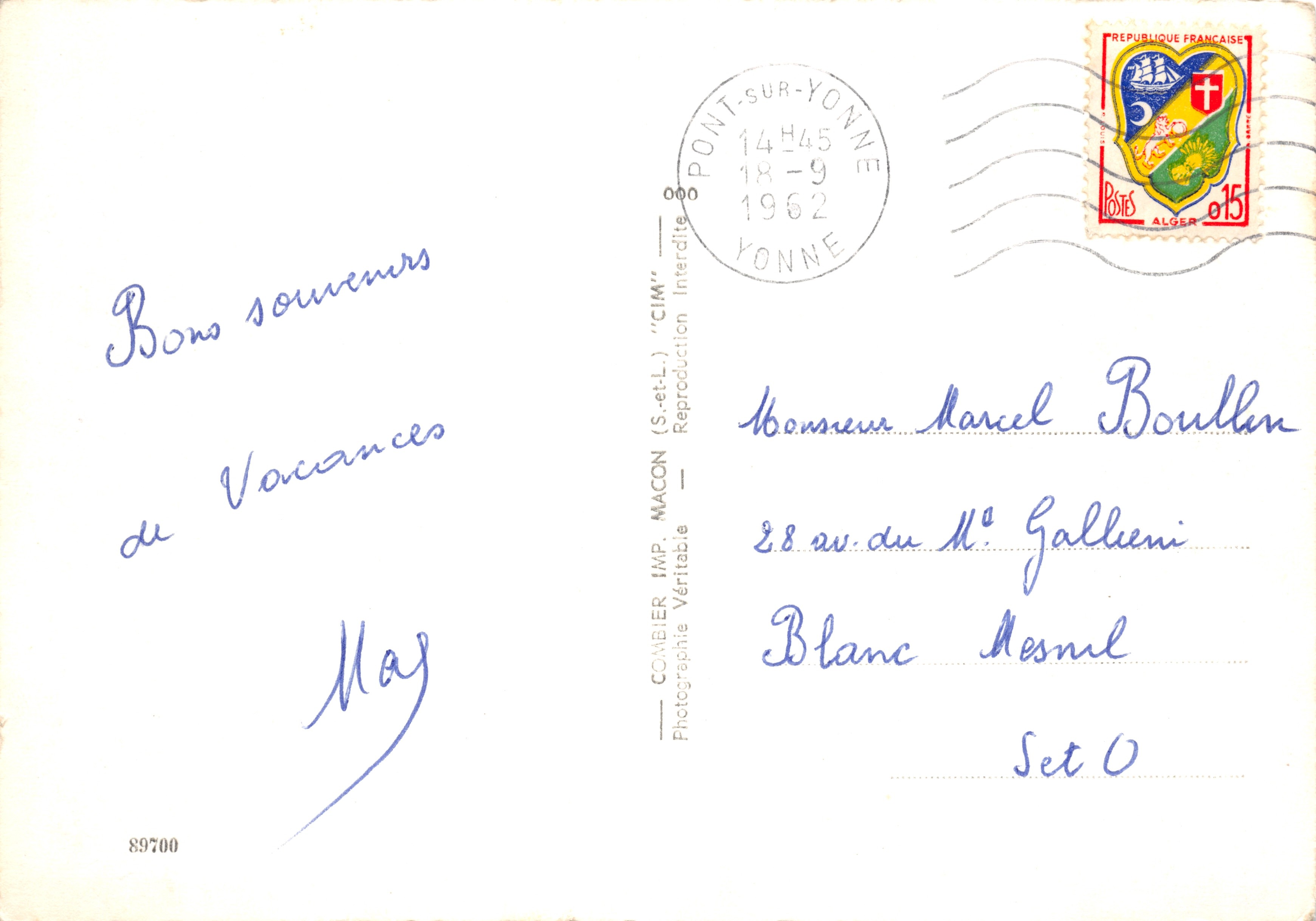 Petite histoire de Lionne — scène humoristique avec des lions et des villes de la Yonne (Auxerre, Tonnerre, Sens, Joigny) — éditeur COMBILIER IMP. MACON — Achterkant