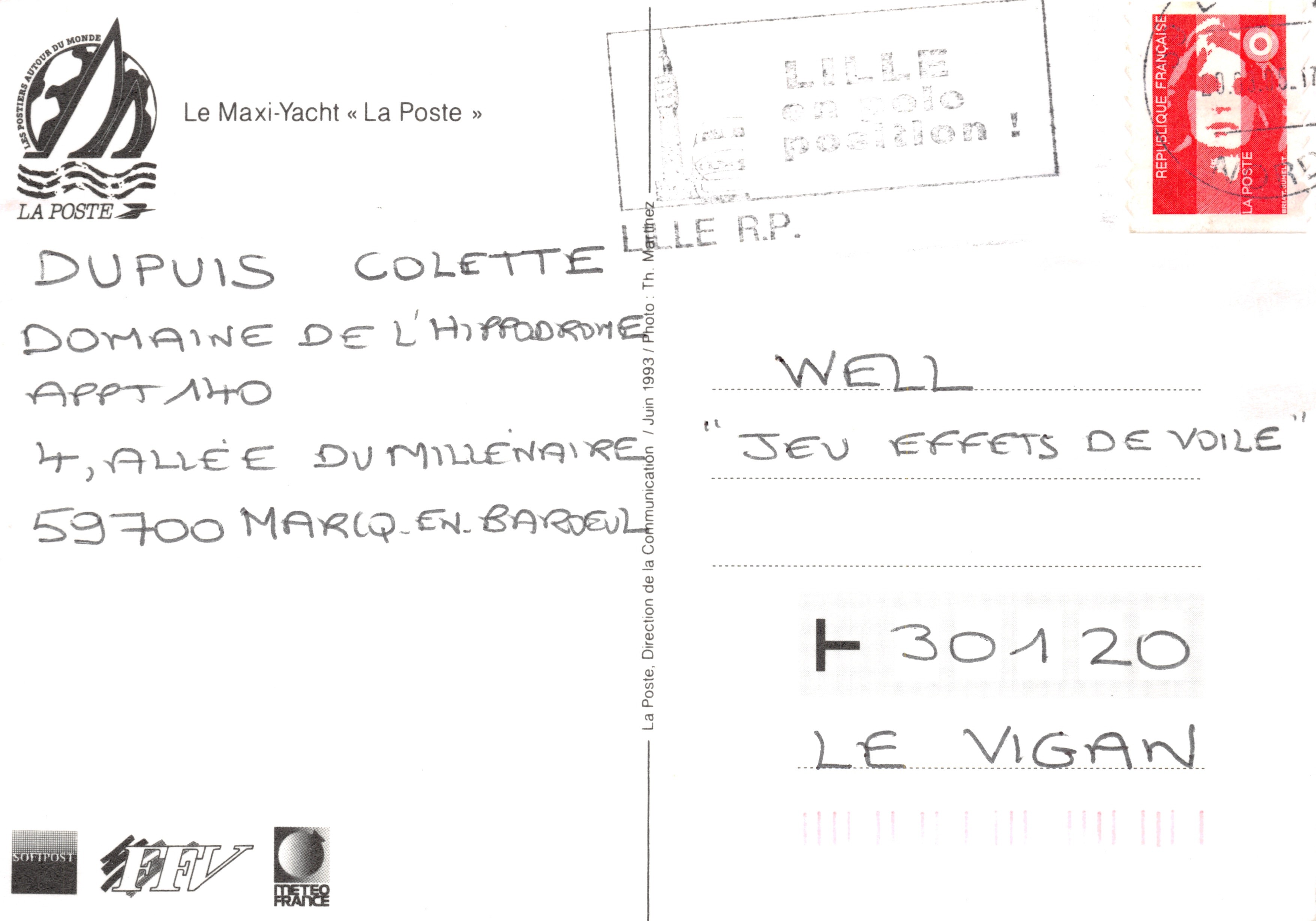 Il Maxi-Yacht « La Poste » — in piena gara di vela — editore La Poste / Direction de la Communication — Verso