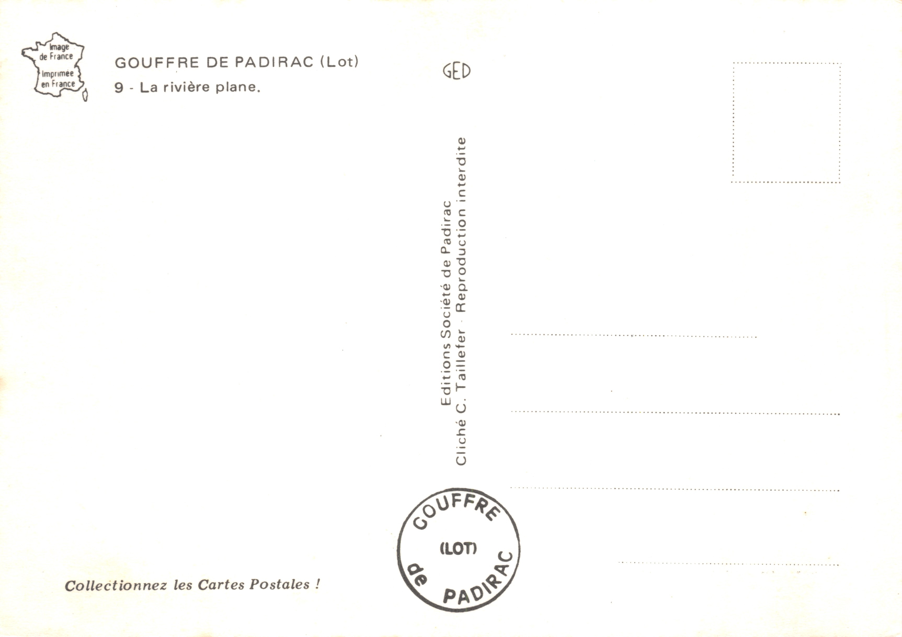 Gouffre de Padirac — La rivière plane — Éditions C. Taillefer — Achterkant