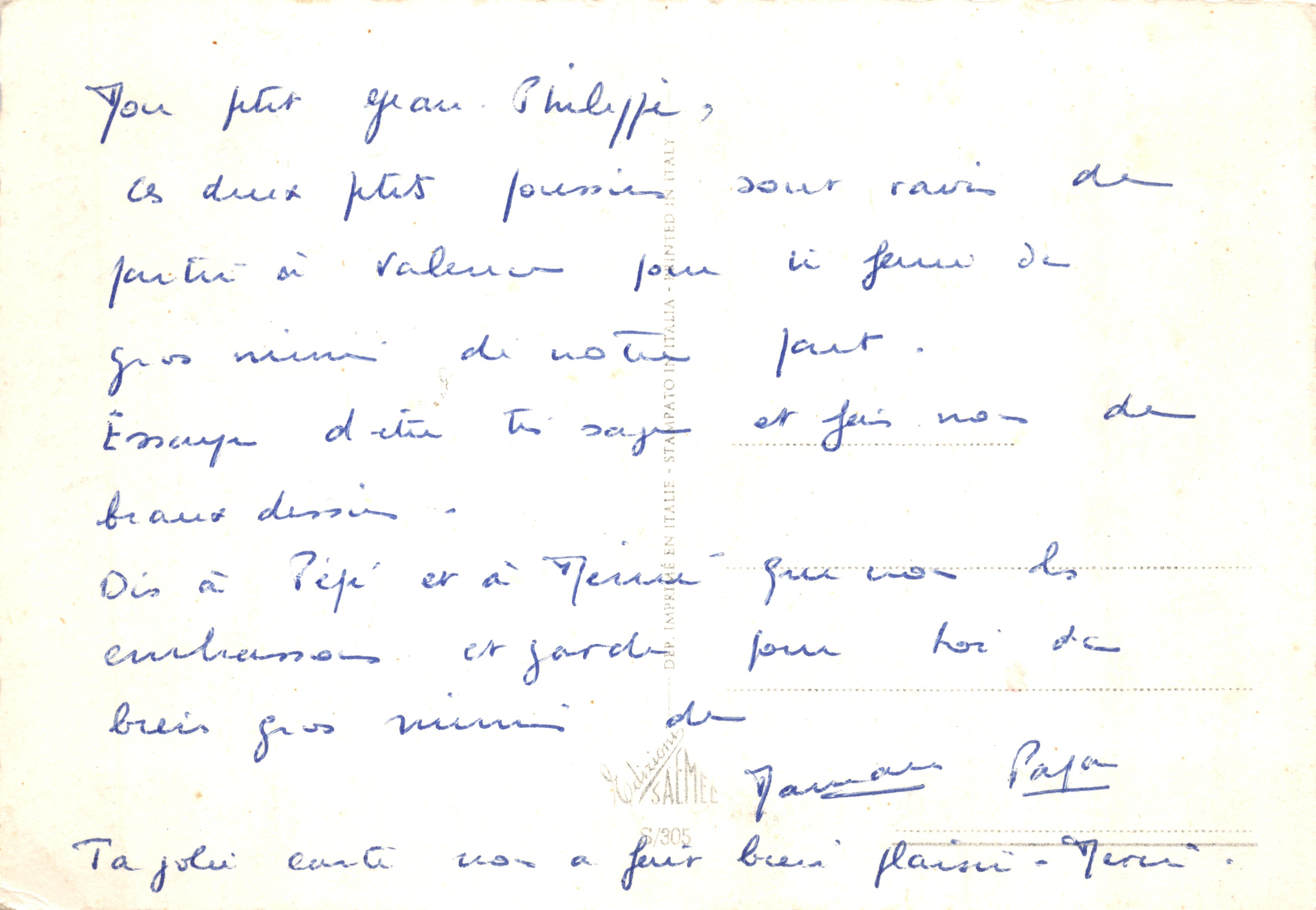 Pâques — église avec clocher et poussins — éditeur Falbi — Achterkant