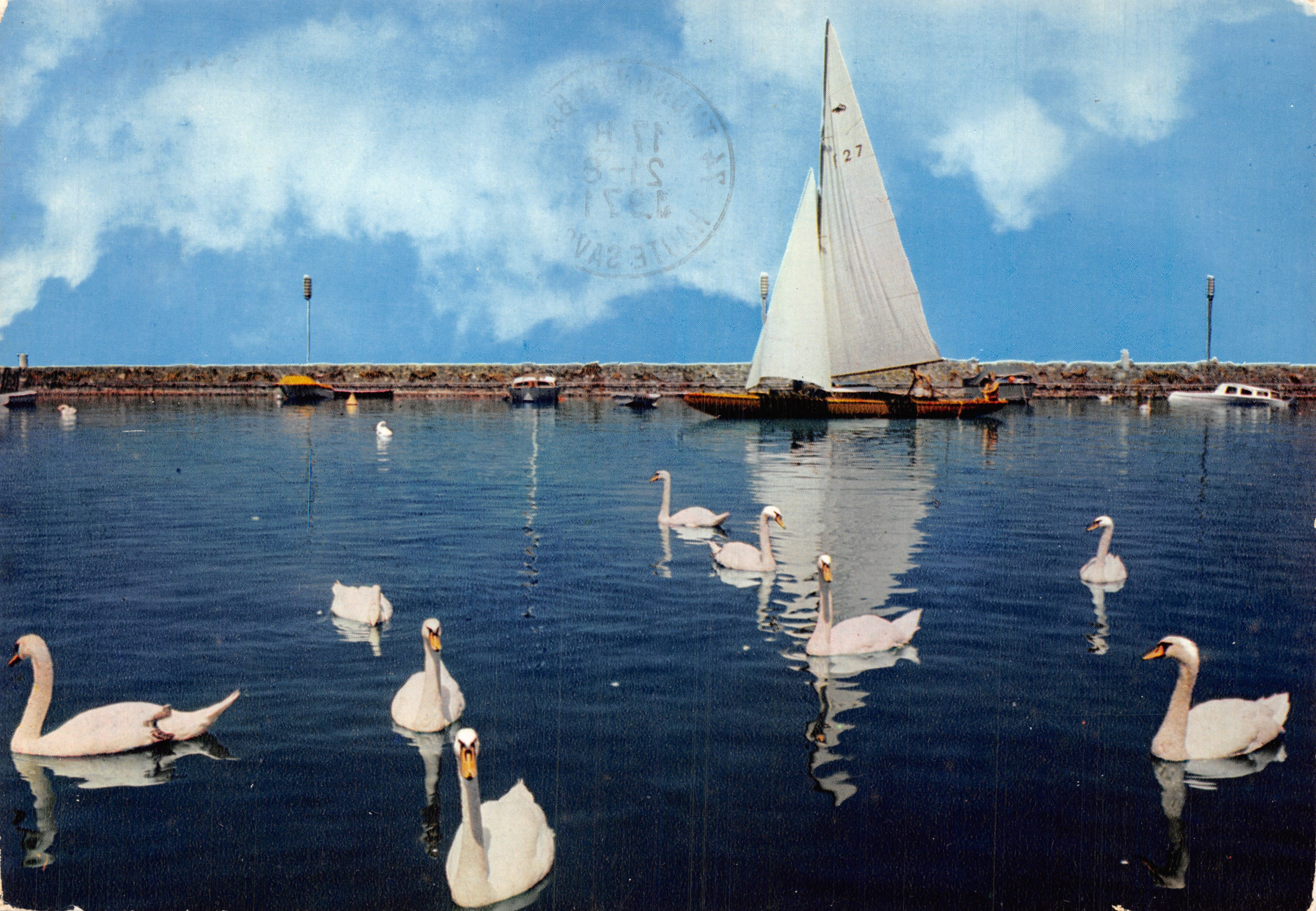 Cygnes et voilier dans le Port — Éditions Jansol, n° EY 268