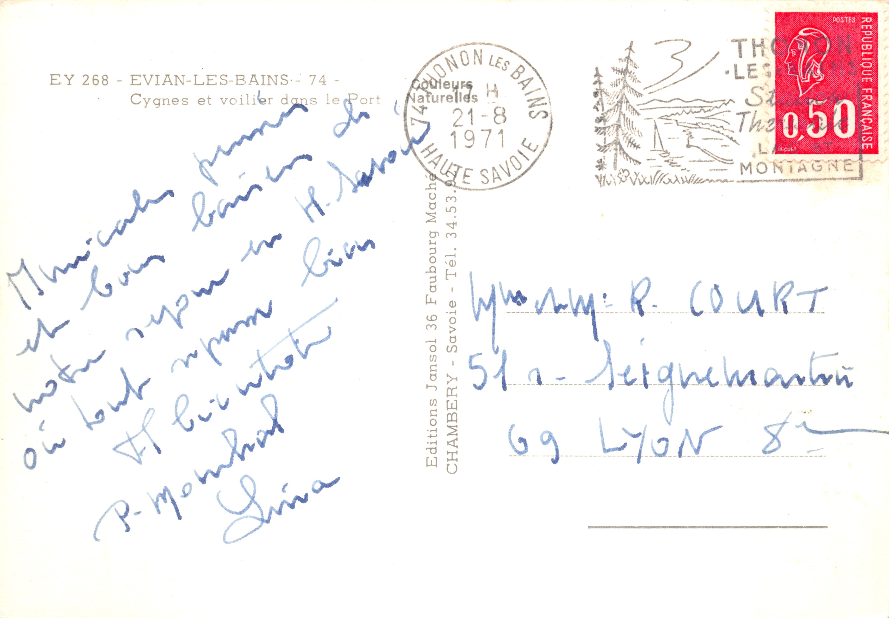 Cygnes et voilier dans le Port — Éditions Jansol, n° EY 268 — Reverso
