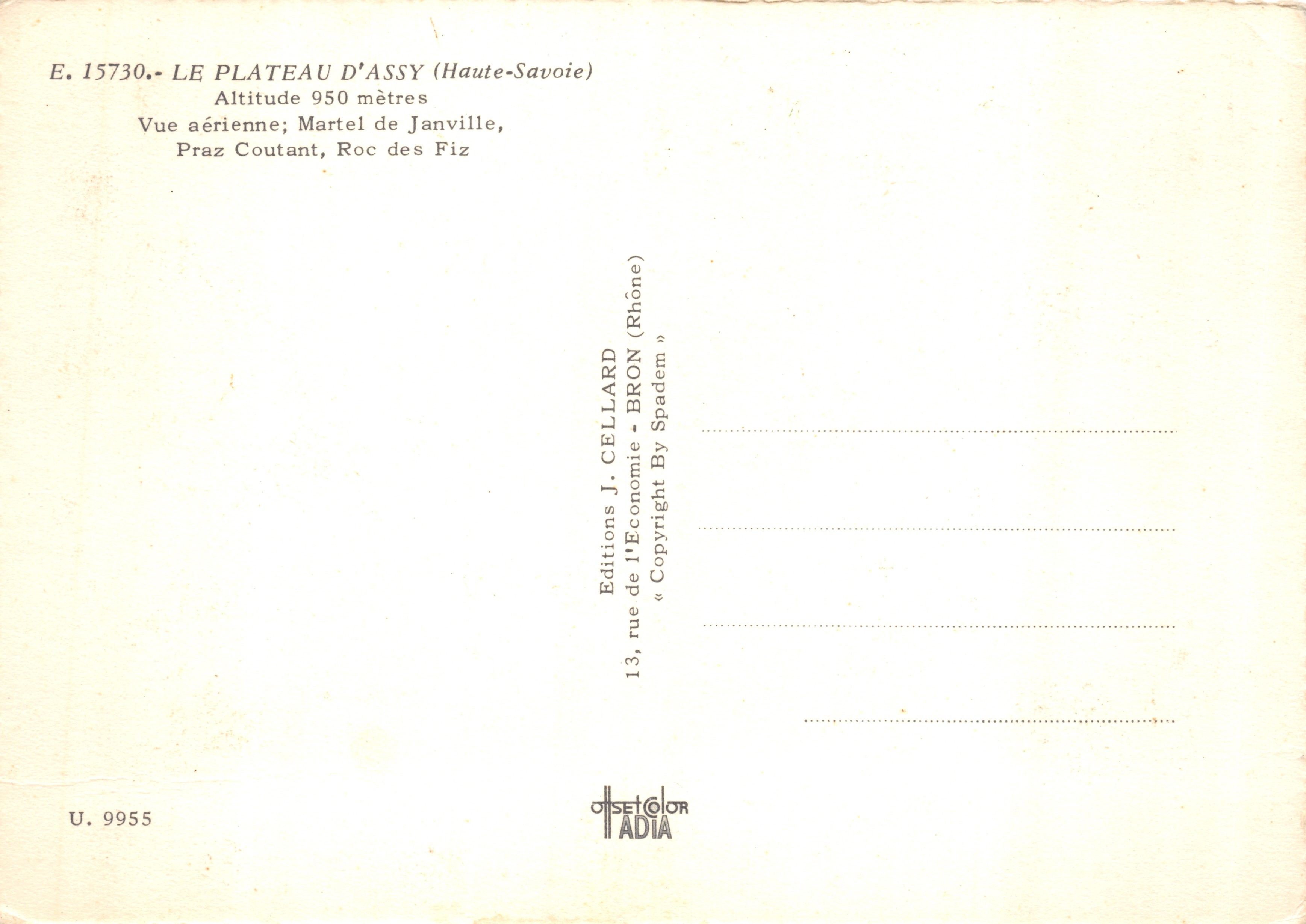 Le Plateau d'Assy — vue aérienne avec le Roc des Fiz — Éditions J. Cellard — Reverso