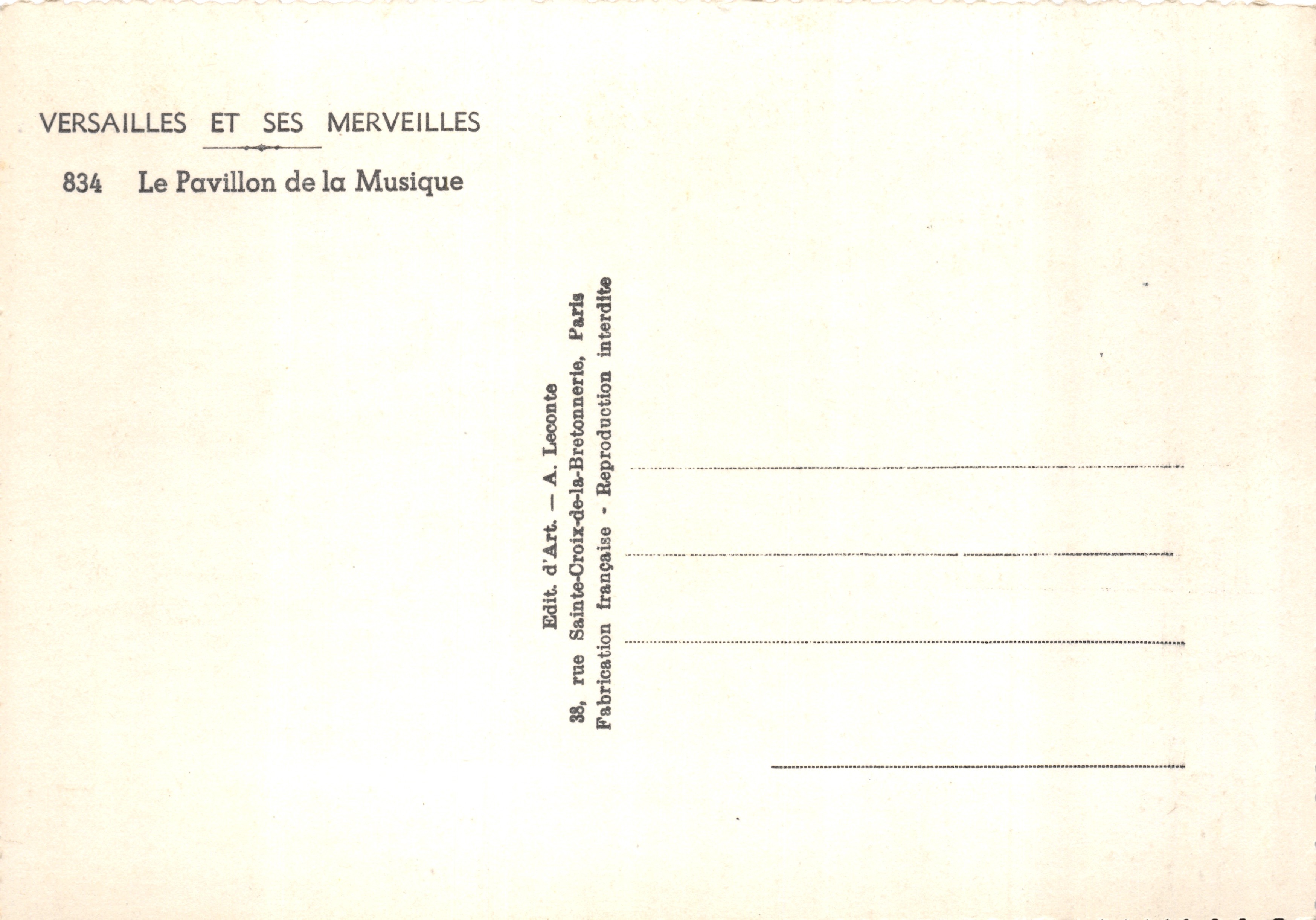 Le Pavillon de la Musique — Versailles — éditeur A. Leconte — Reverso
