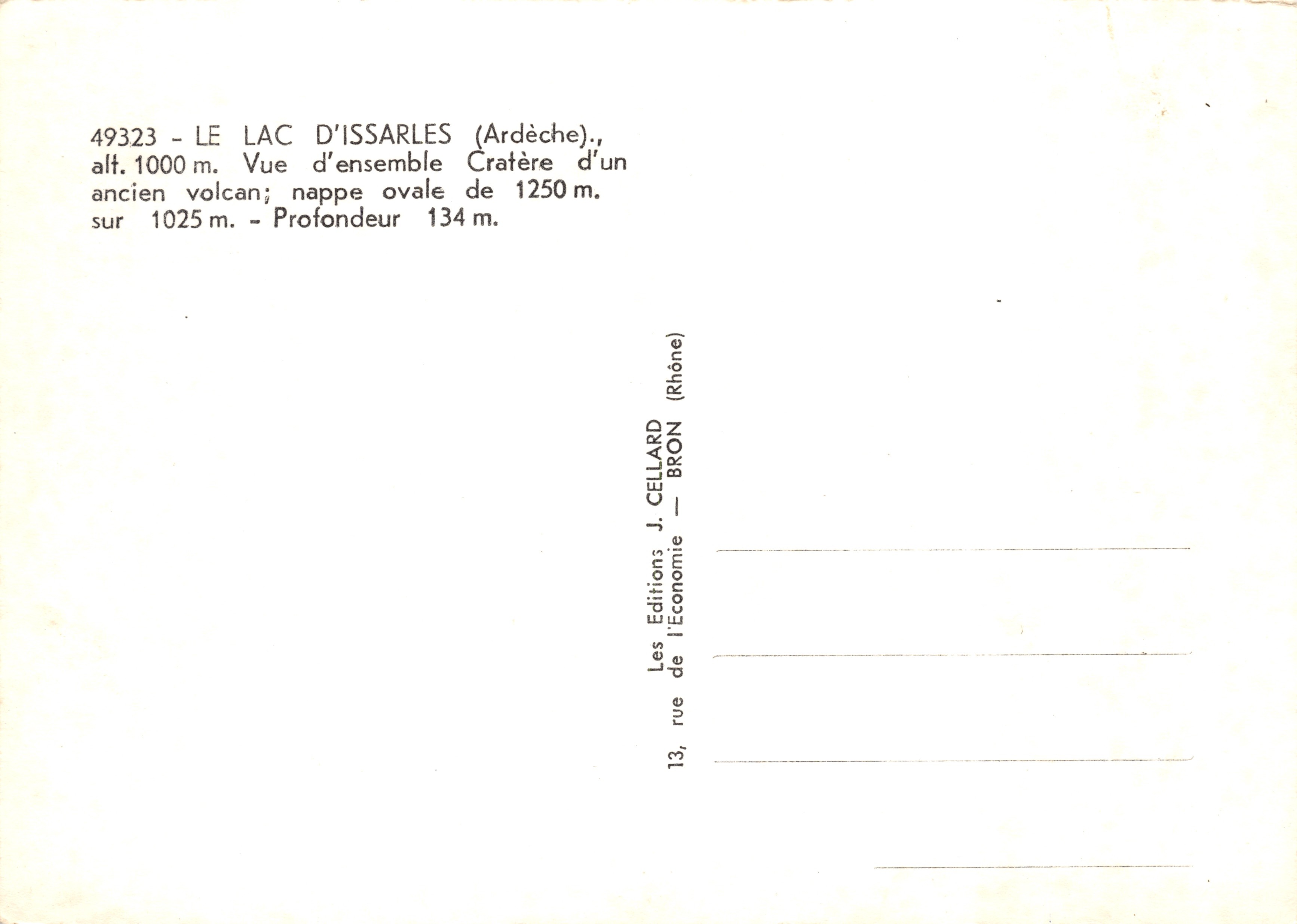 Lac d'Issarlès — vue d'ensemble d'un ancien volcan — éditeur Les Editions de l'Économie J. Cellard, Bron — Reverso