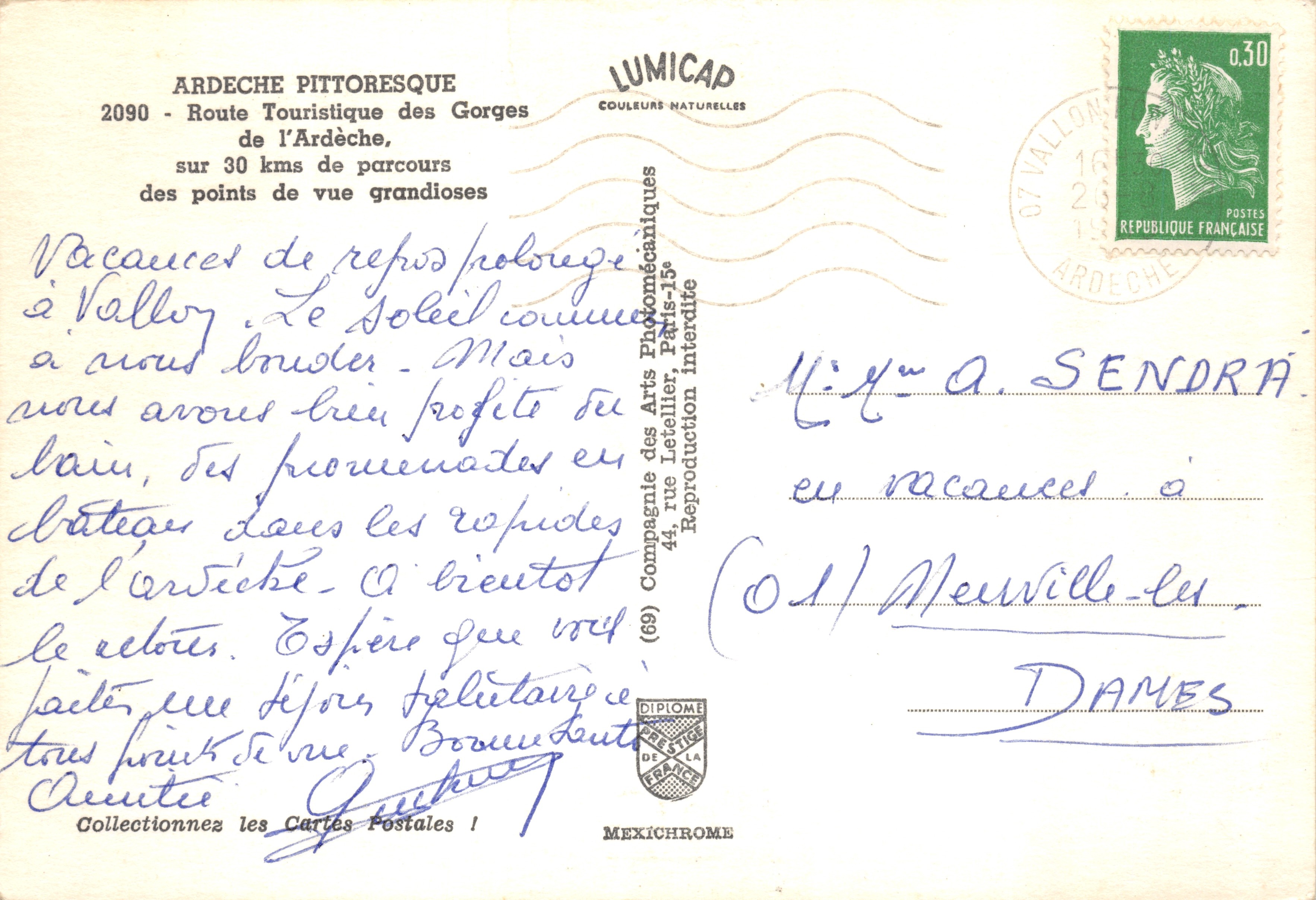 Gole dell'Ardèche — vista panoramica da un balcone — Editore IRIS — Verso
