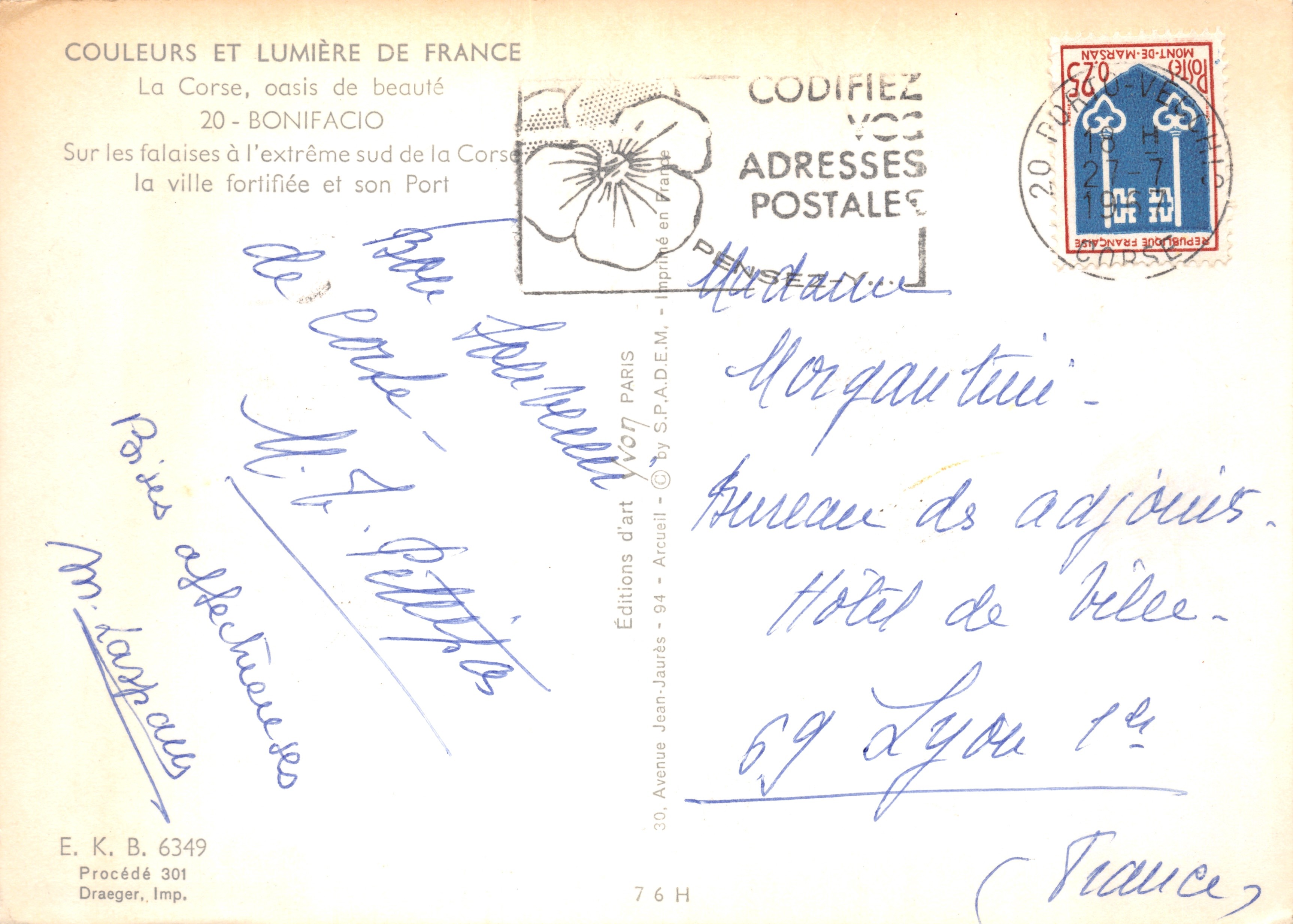 Bonifacio — ville fortifiée sur falaises à l'extrême sud de la Corse — Éditions Jean-Jaurès — Rückseite