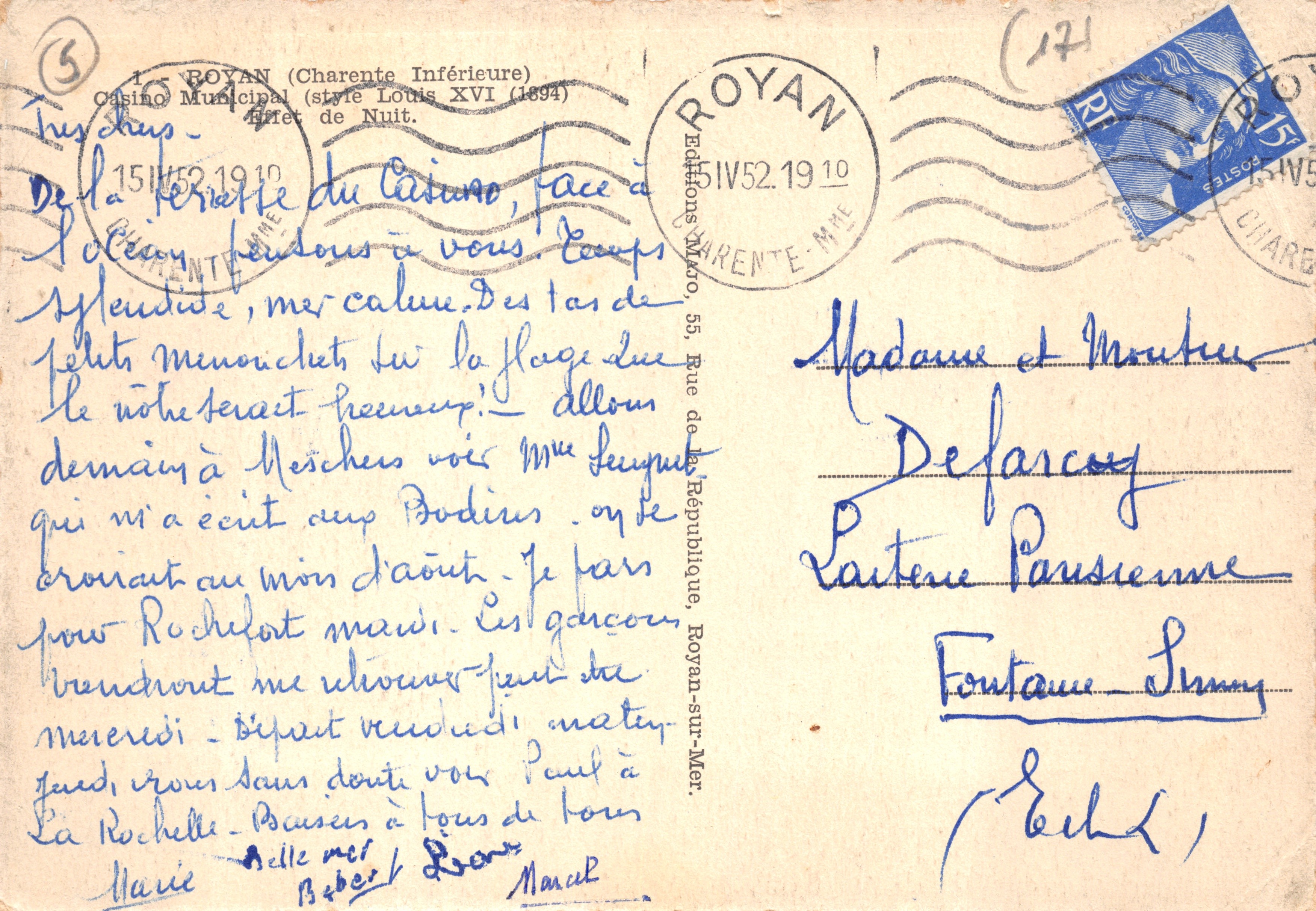 Casino Municipal — estilo Luis XVI (1894) — editor Editions Majo, n° 55 — Reverso