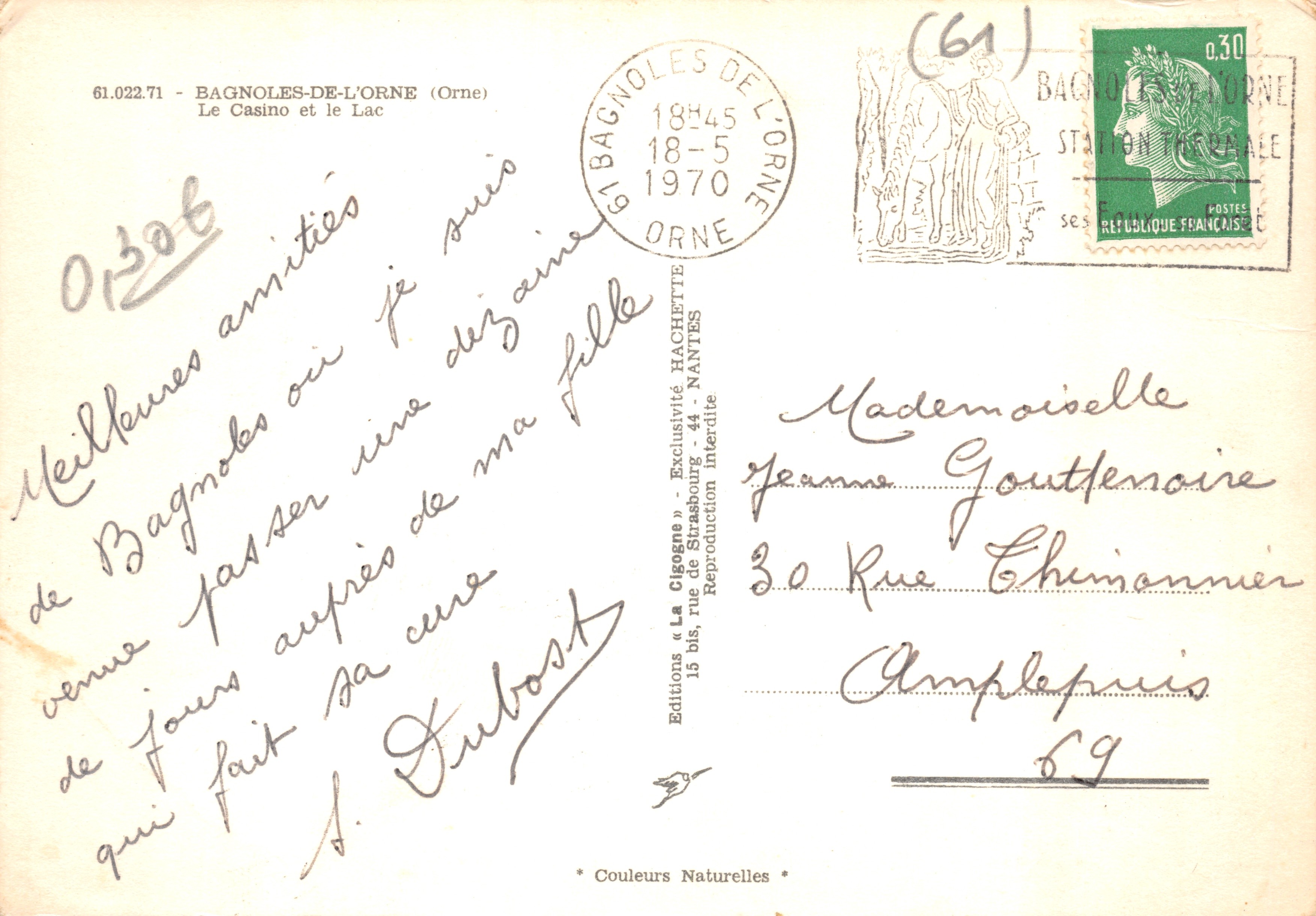 La Cigogna — Lago di Bagnolles-de-l'Orne — Editore 'La Cigogne' — Verso