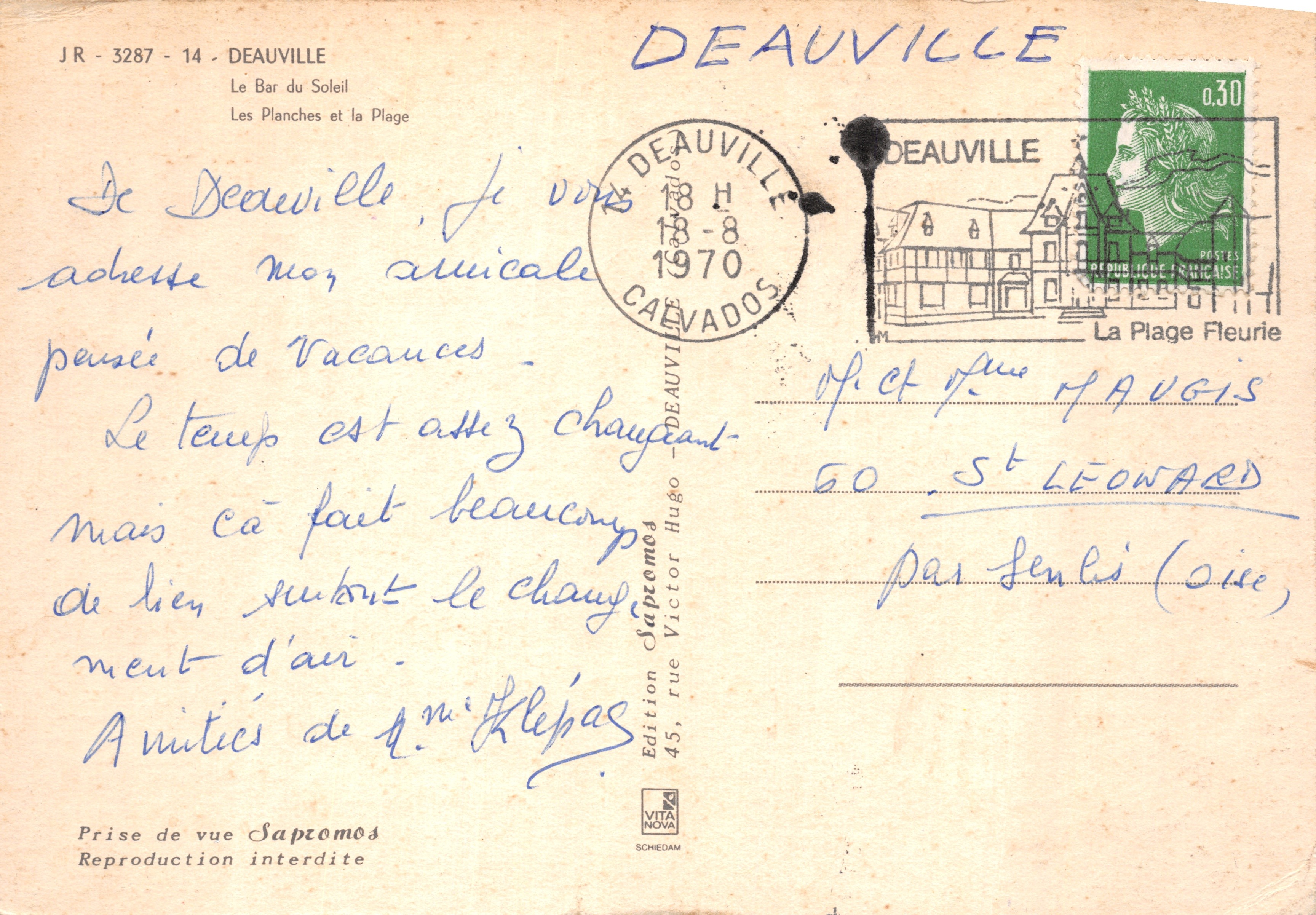 Deauville — Le Bar du Soleil et les Planches — Édition Saptemos — Reverso