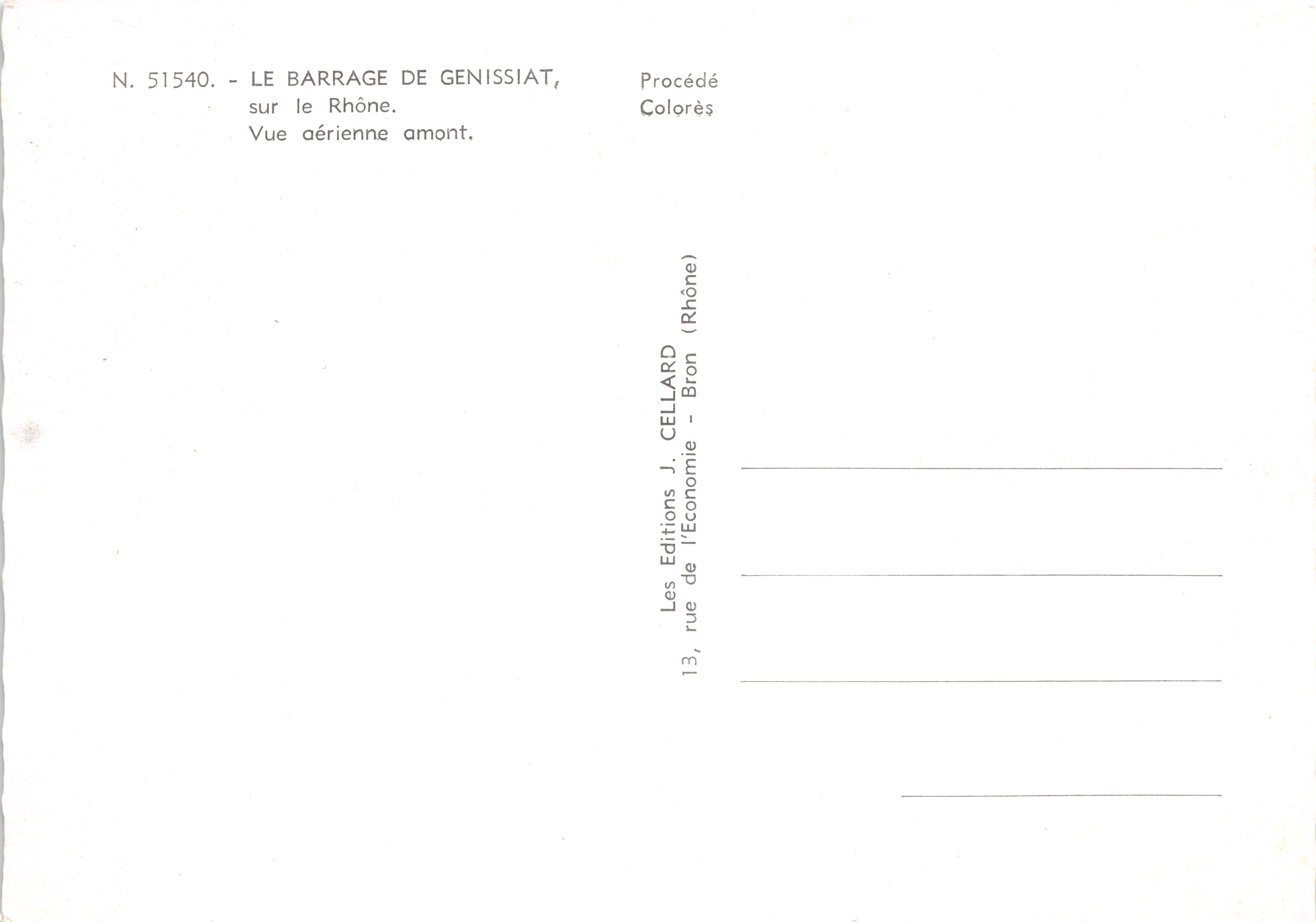 Barrage de Genissiat — vue aérienne amont — Éditions J. Cellard — Reverso