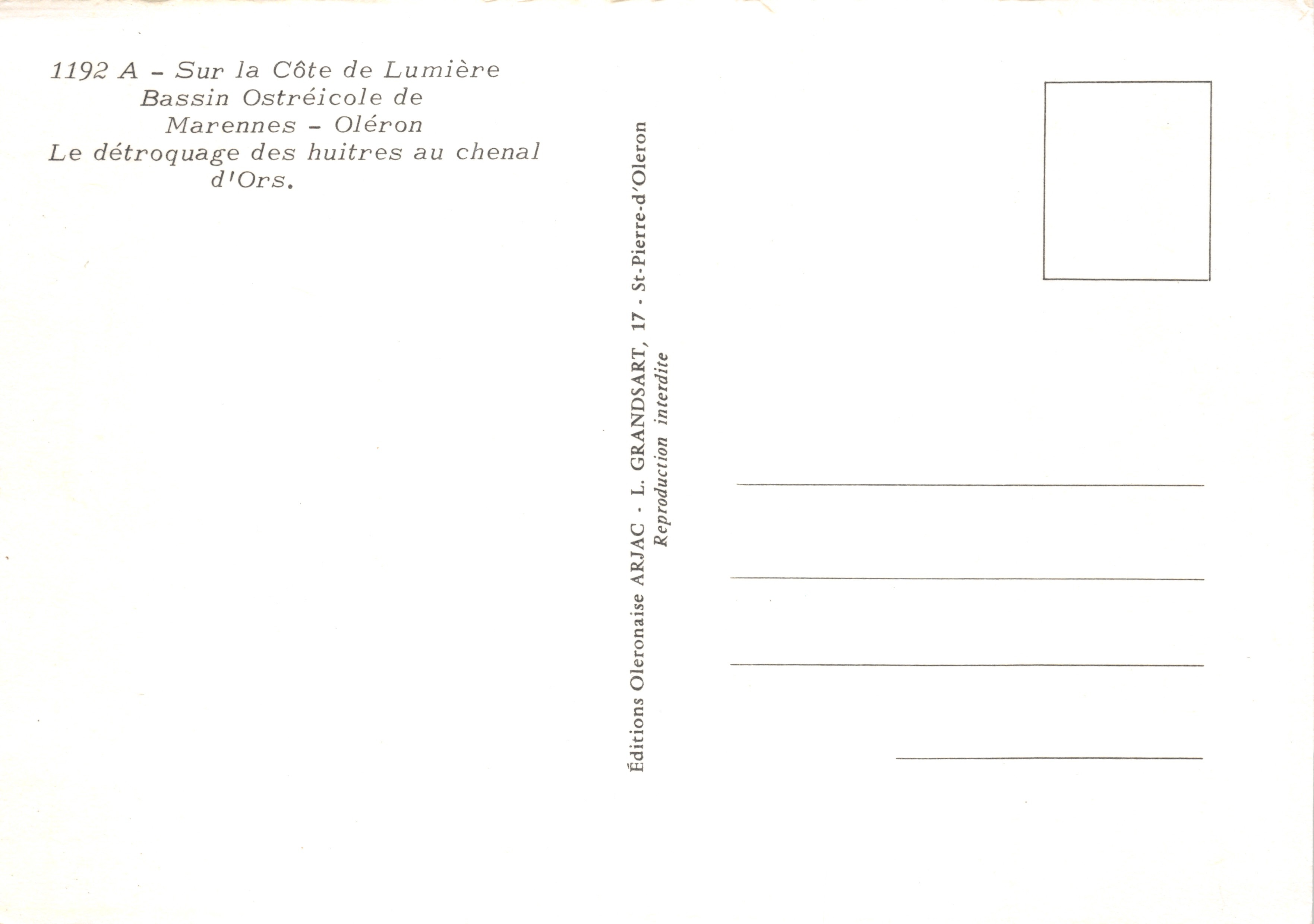 Détroquage des huîtres — Bassin ostréicole de Marennnes — Éditions ARJAC — Reverso