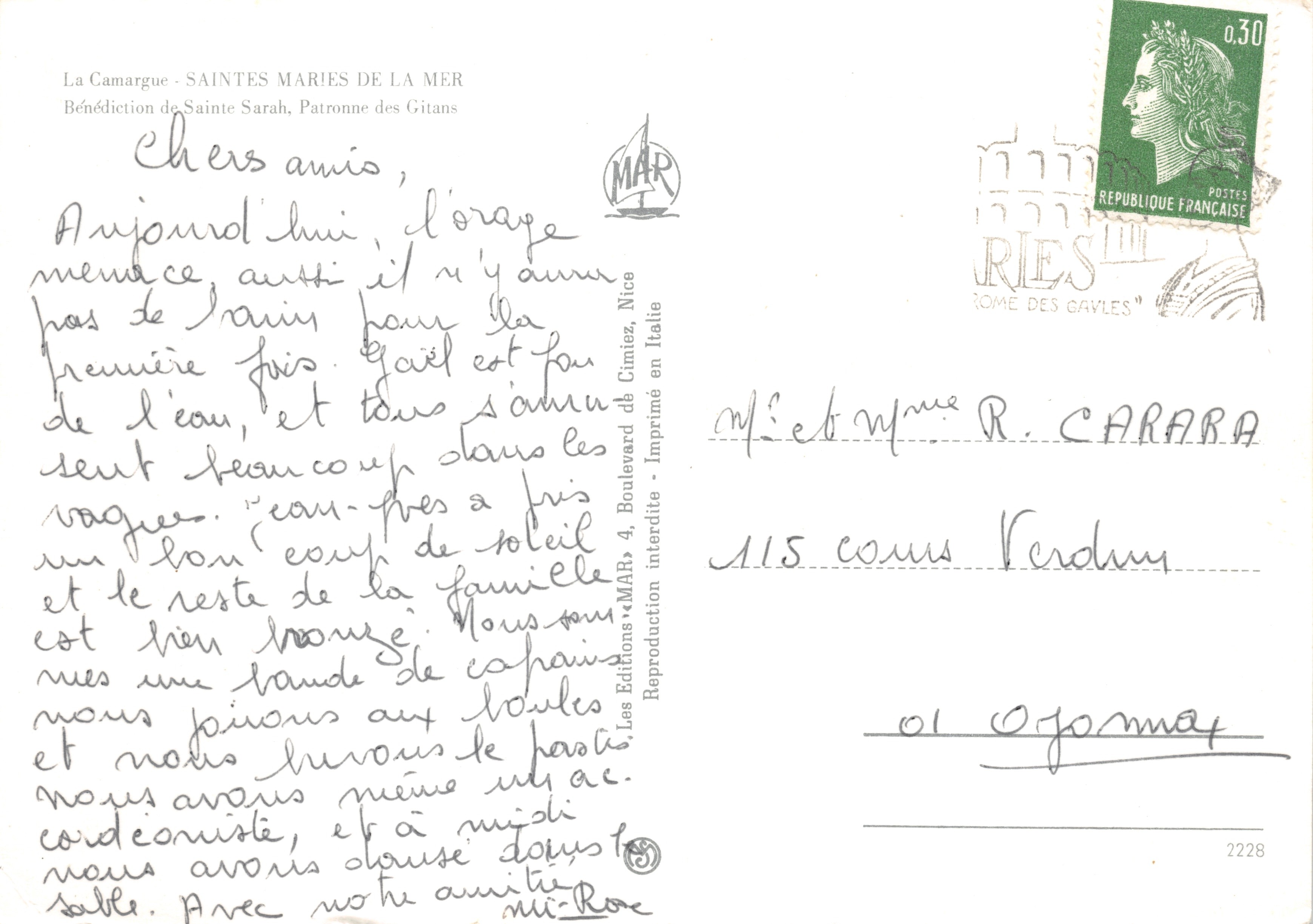 Saintes-Maries-de-la-Mer — Bénédiction de Sainte Sarah, Patronne des Gitans — Les Éditions « MAR », Imprimé en Italie — Reverso