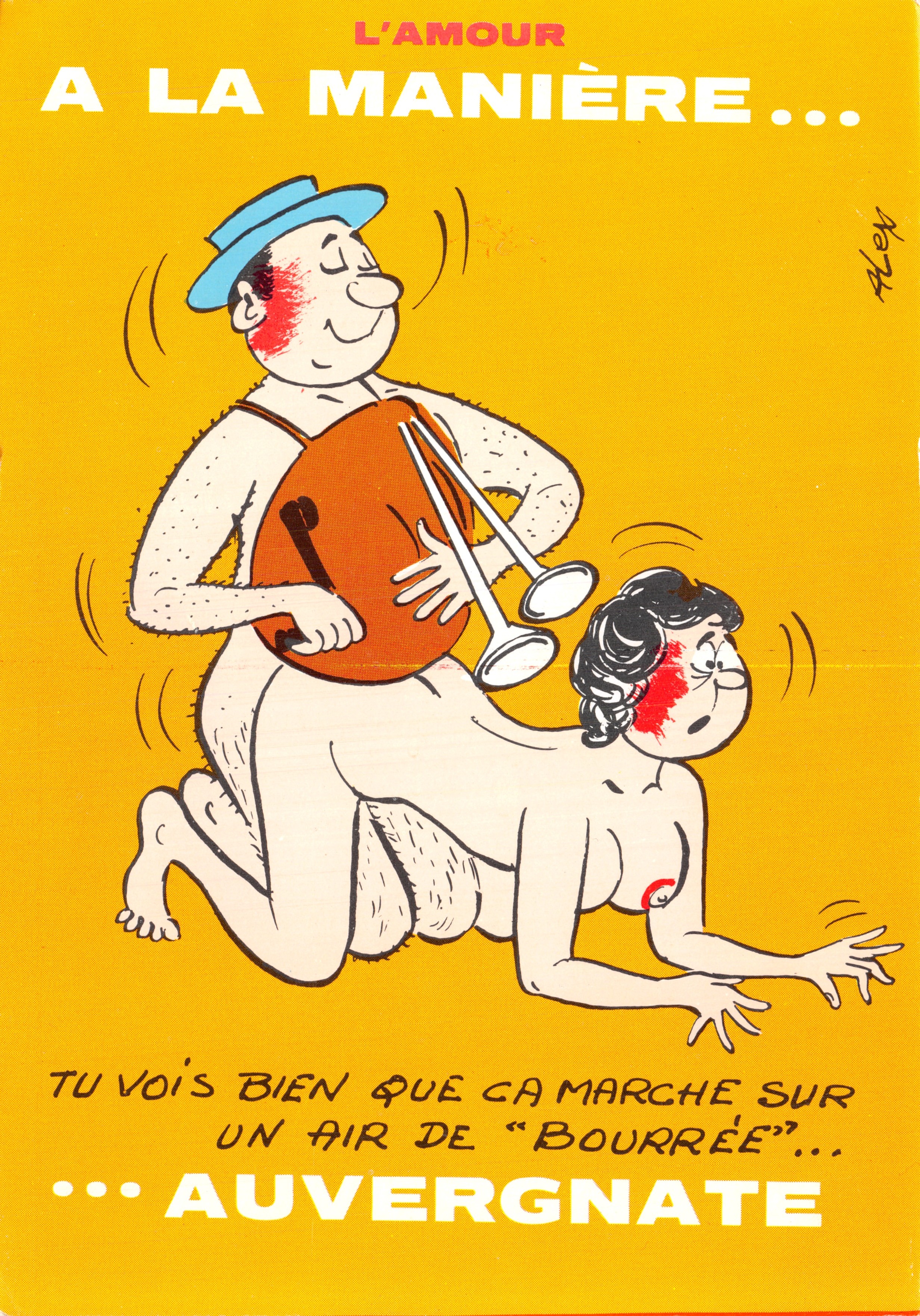 L'Amour à la manière... — caricature d'un couple auvergnat jouant de la mandoline — éditeur 'La Gauloiserie' n°41800-Couture