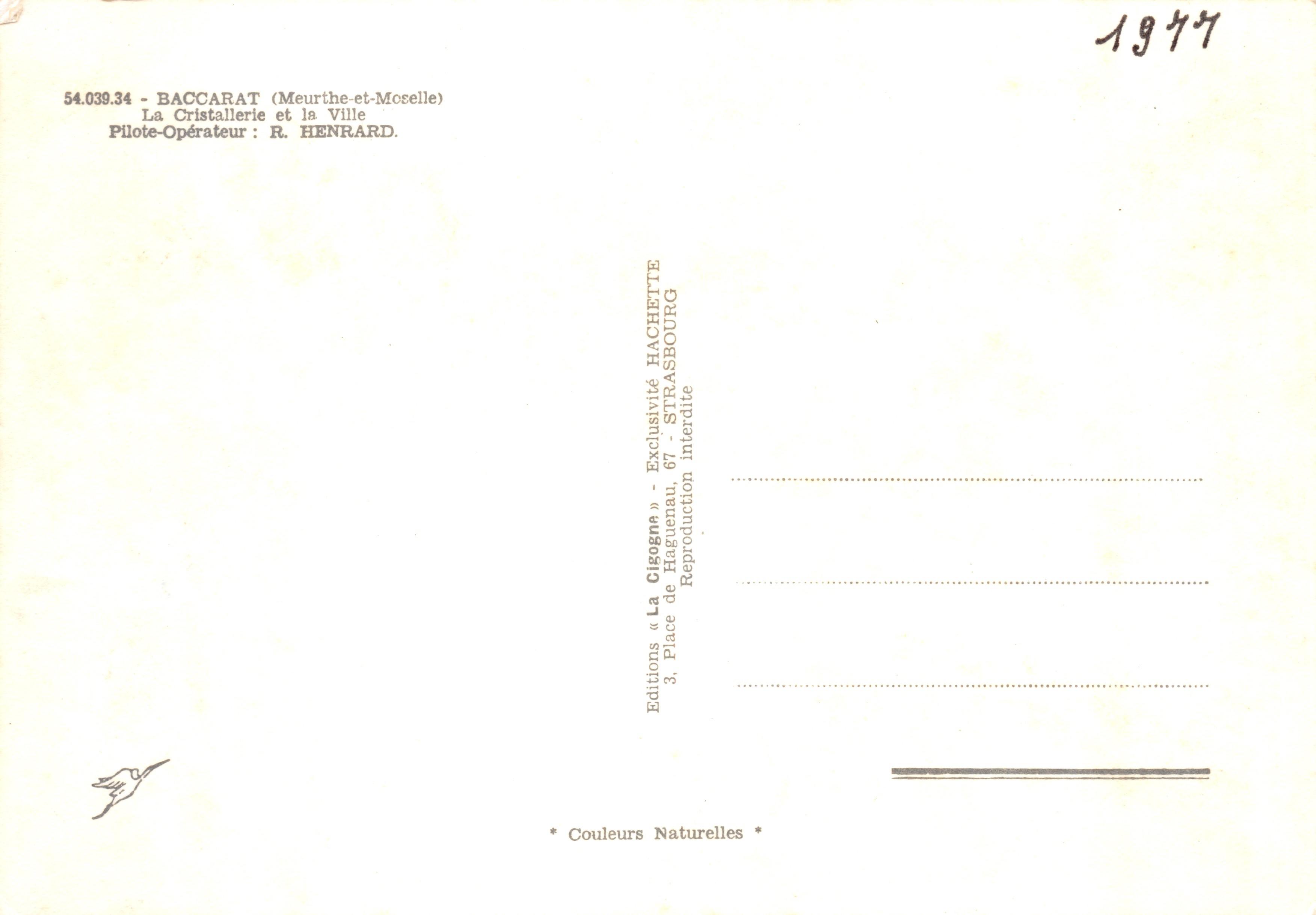 Vue aérienne de Baccarat — La Cristallerie et la Ville — Éditions La Cigogne — Reverso