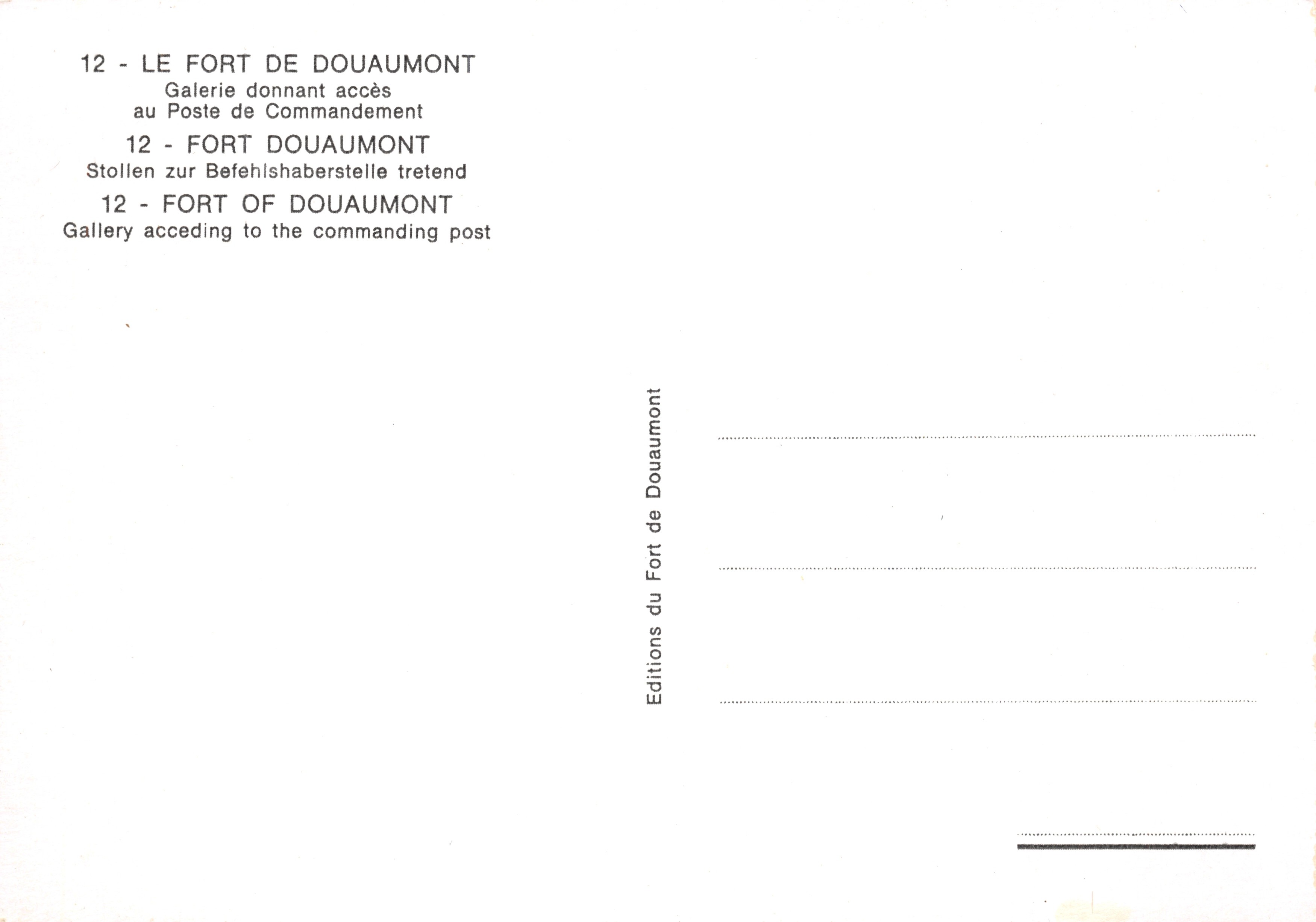 Fort Douaumont — Galerij die leidt naar het commandocentrum — Éditions du Fort de Douaumont n°12 — Achterkant