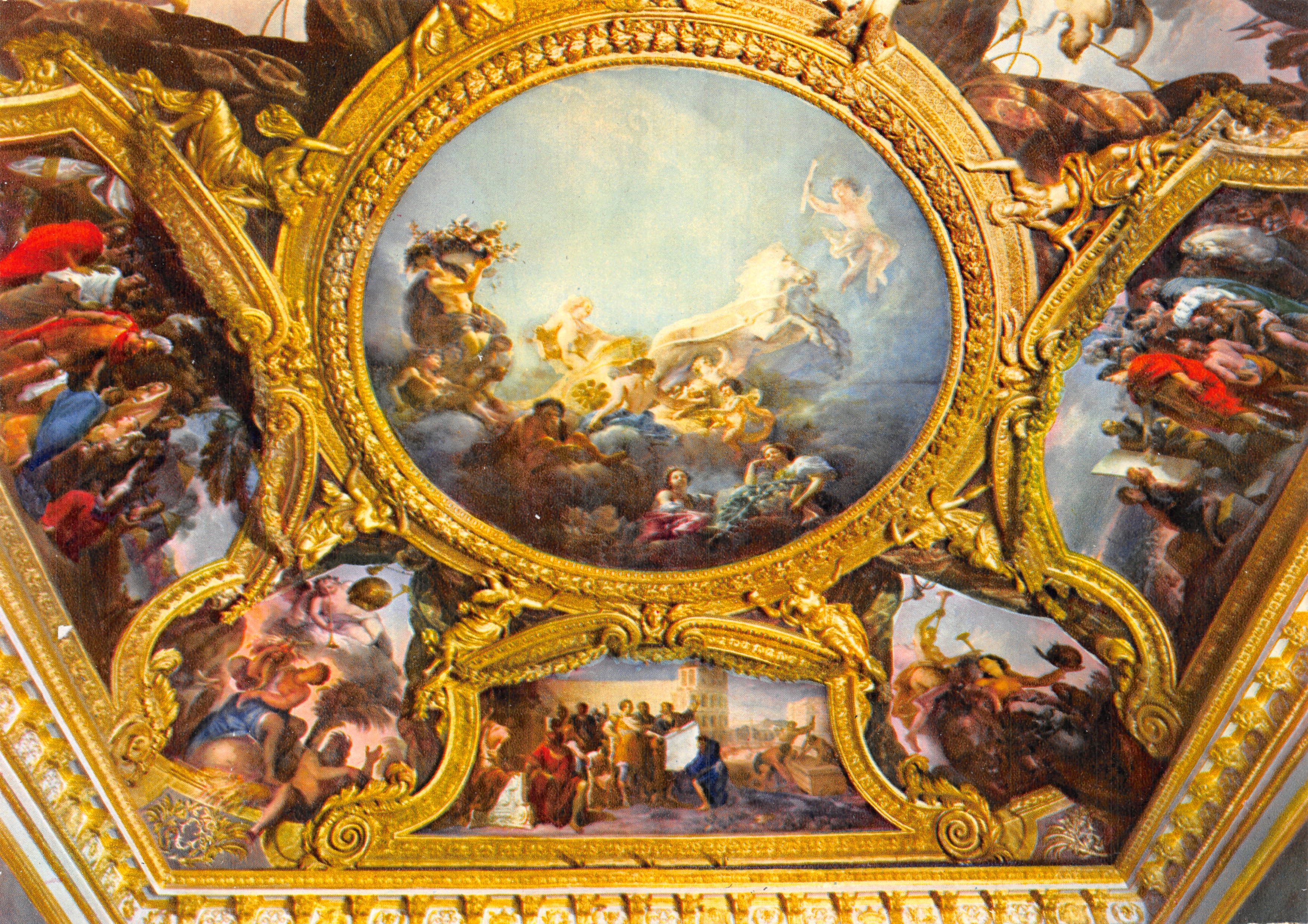 Château de Versailles — Zaal van de Troon of Salon van Apollo, plafond versierd met gouden stucadoor en fresken — Éditions ÉPIC, Parijs