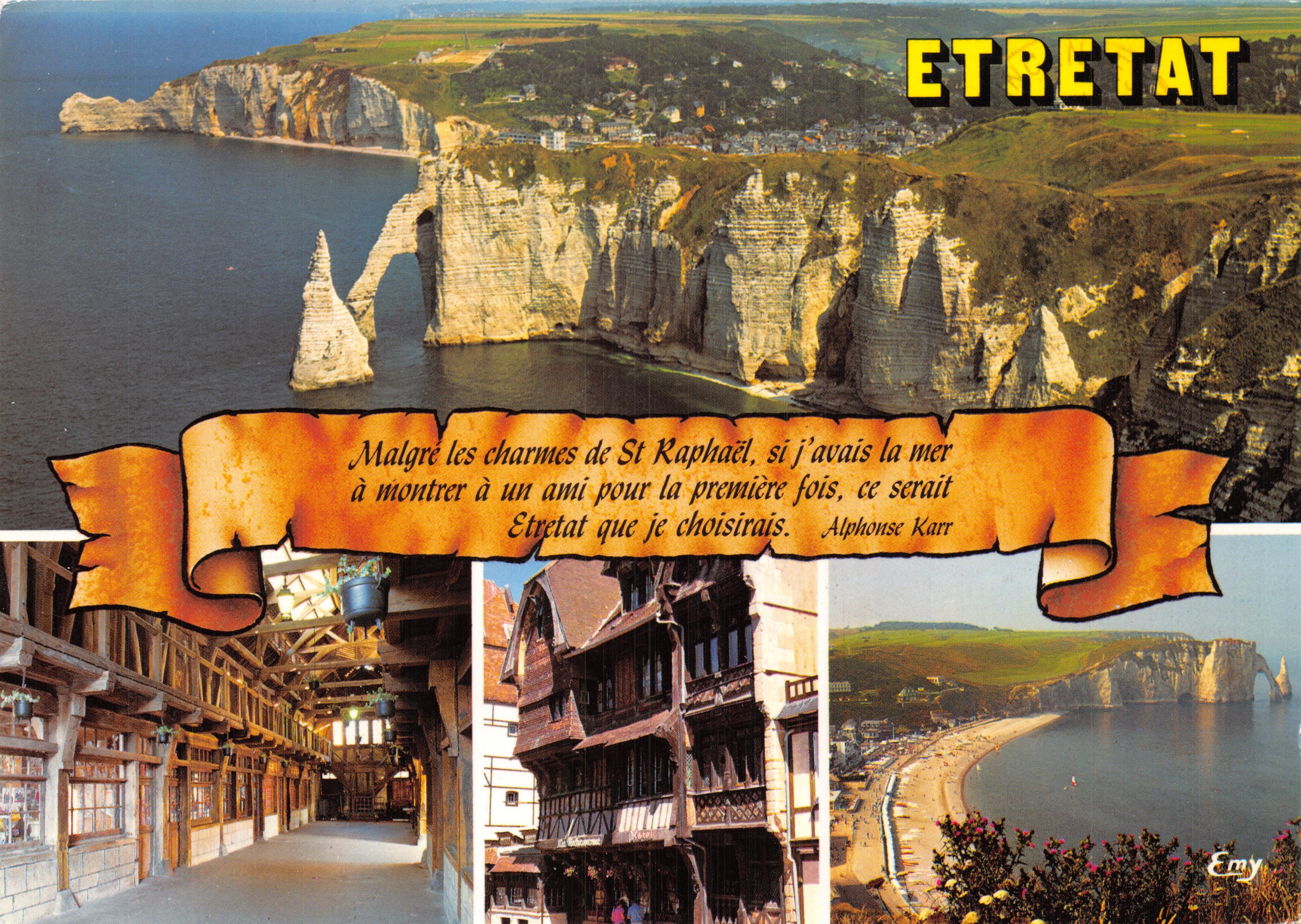 Étretat — luchtfoto van de kliffen en de haven — Éditions LECONTE