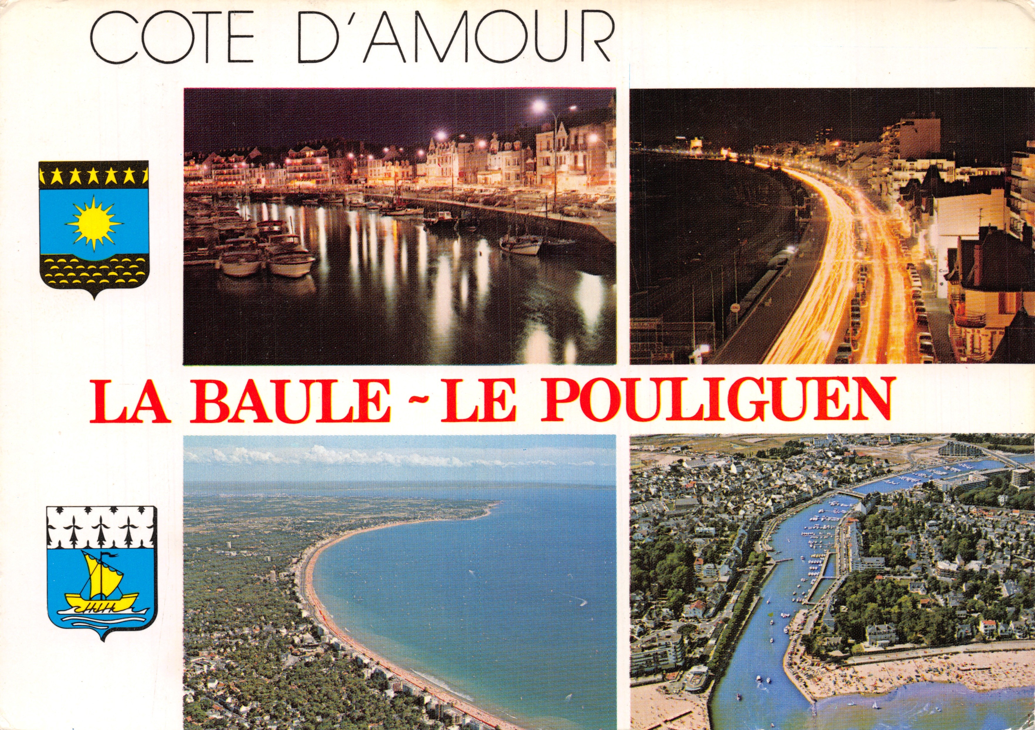 Côte d'Amour — vista notturna del porto e della strada, vista aerea della baia e del porto — editore ALP(COLOR) Midi de la Bretagne, n. VG.34