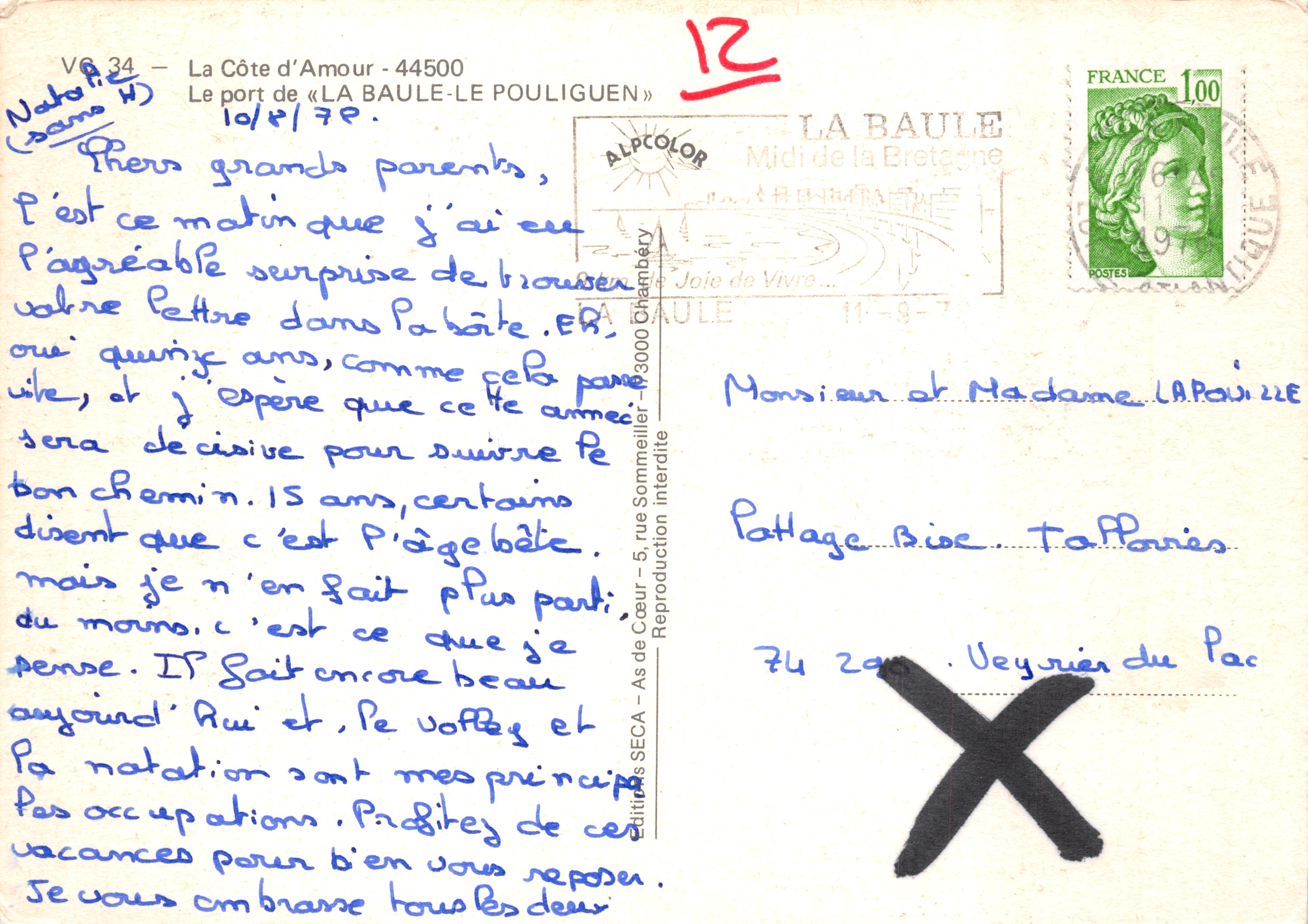 Côte d'Amour — vista notturna del porto e della strada, vista aerea della baia e del porto — editore ALP(COLOR) Midi de la Bretagne, n. VG.34 — Verso