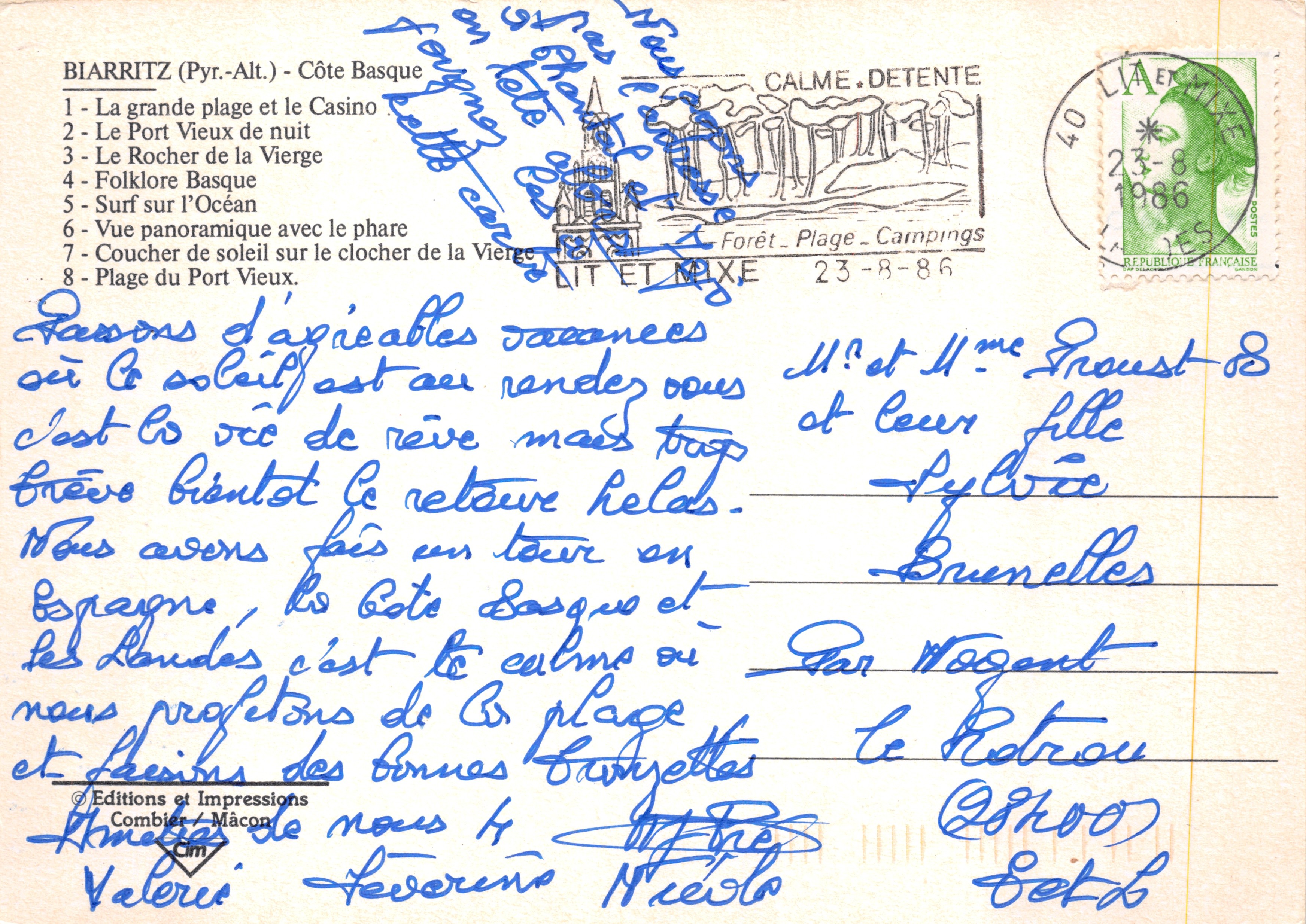 Biarritz — panoramische uitzicht en activiteiten — Editions et Impressions Combier / Macon — Achterkant
