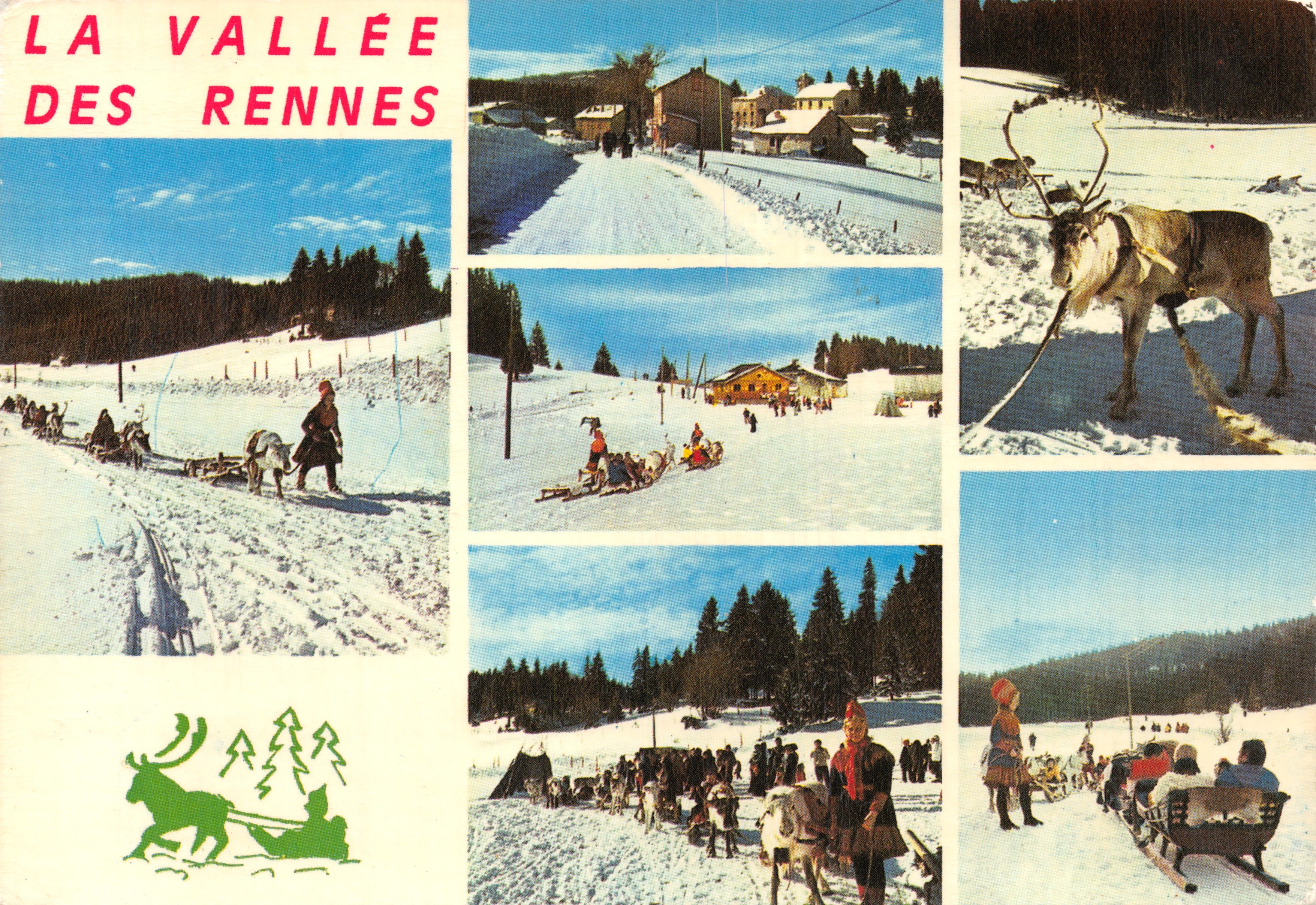 La Vallée des Rennes — vue de la station de ski avec rennes et traîneaux — Éditions Z.I. Protet