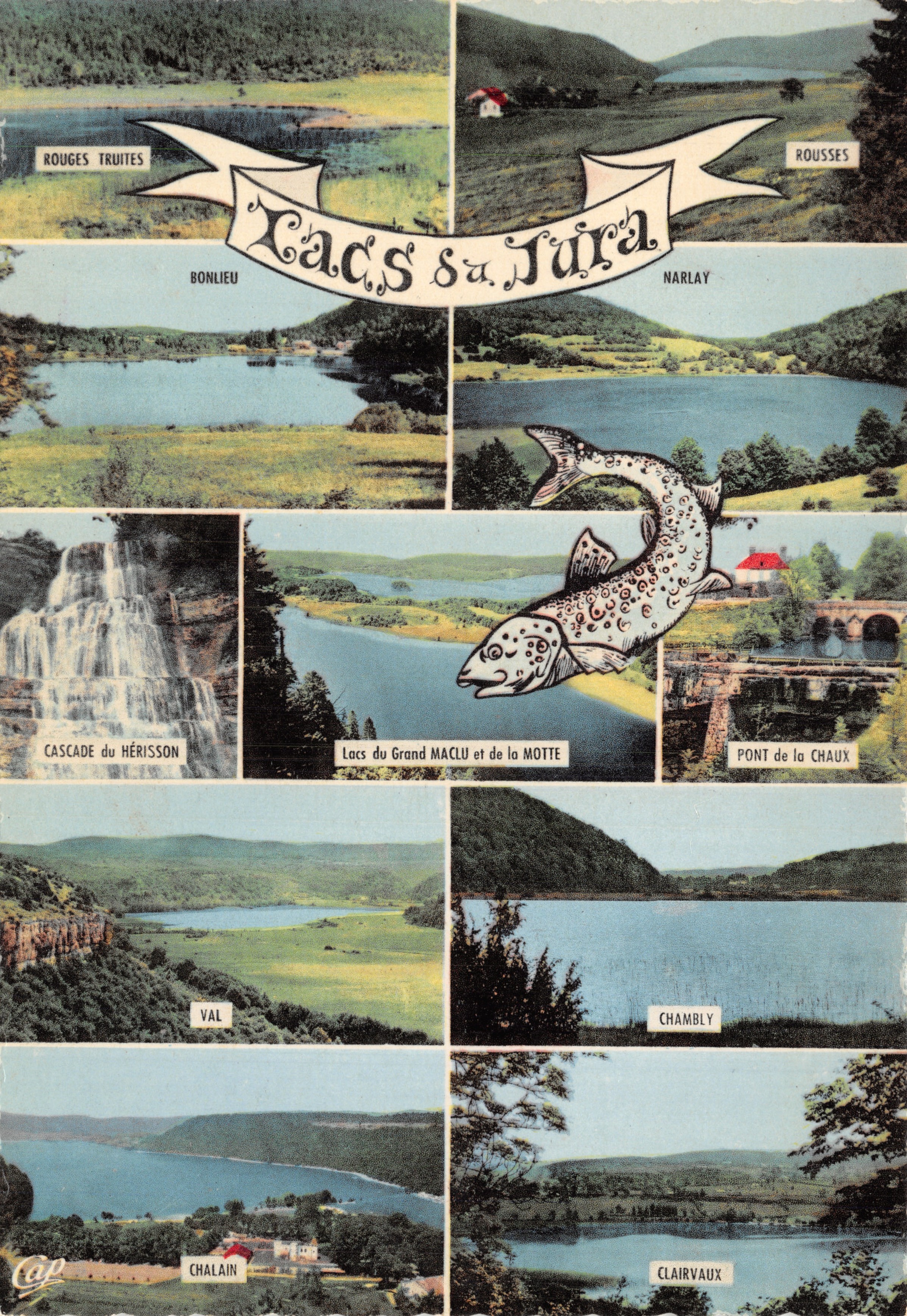 Lacs du Jura — Vista panorámica de los lagos y cascadas con trucha roja — Editor: Cie des Arts Photomécaniques - 5