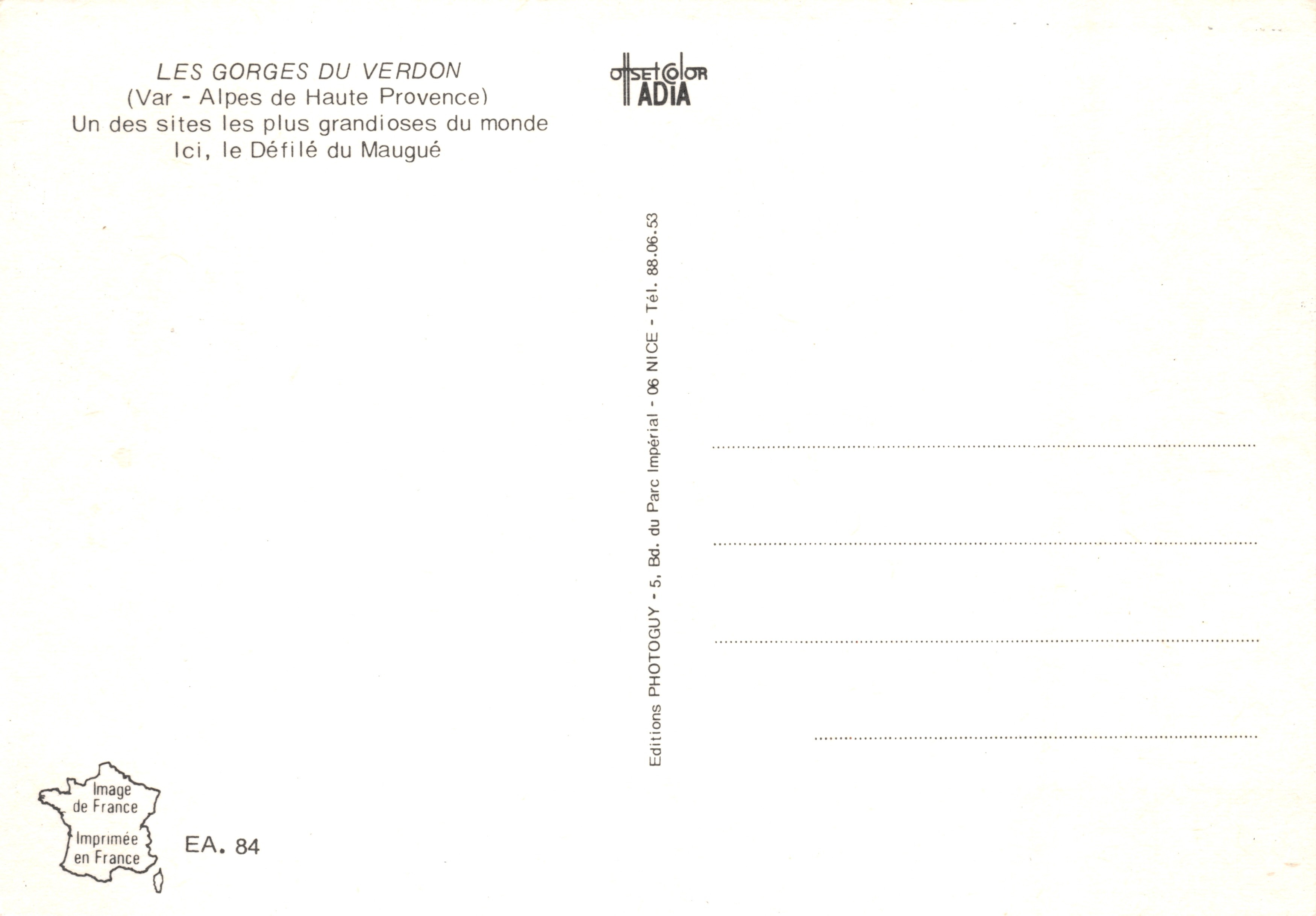 Les Gorges du Verdon — Défilé du Maugué — Éditions OSET COLOR ADIA — Reverso