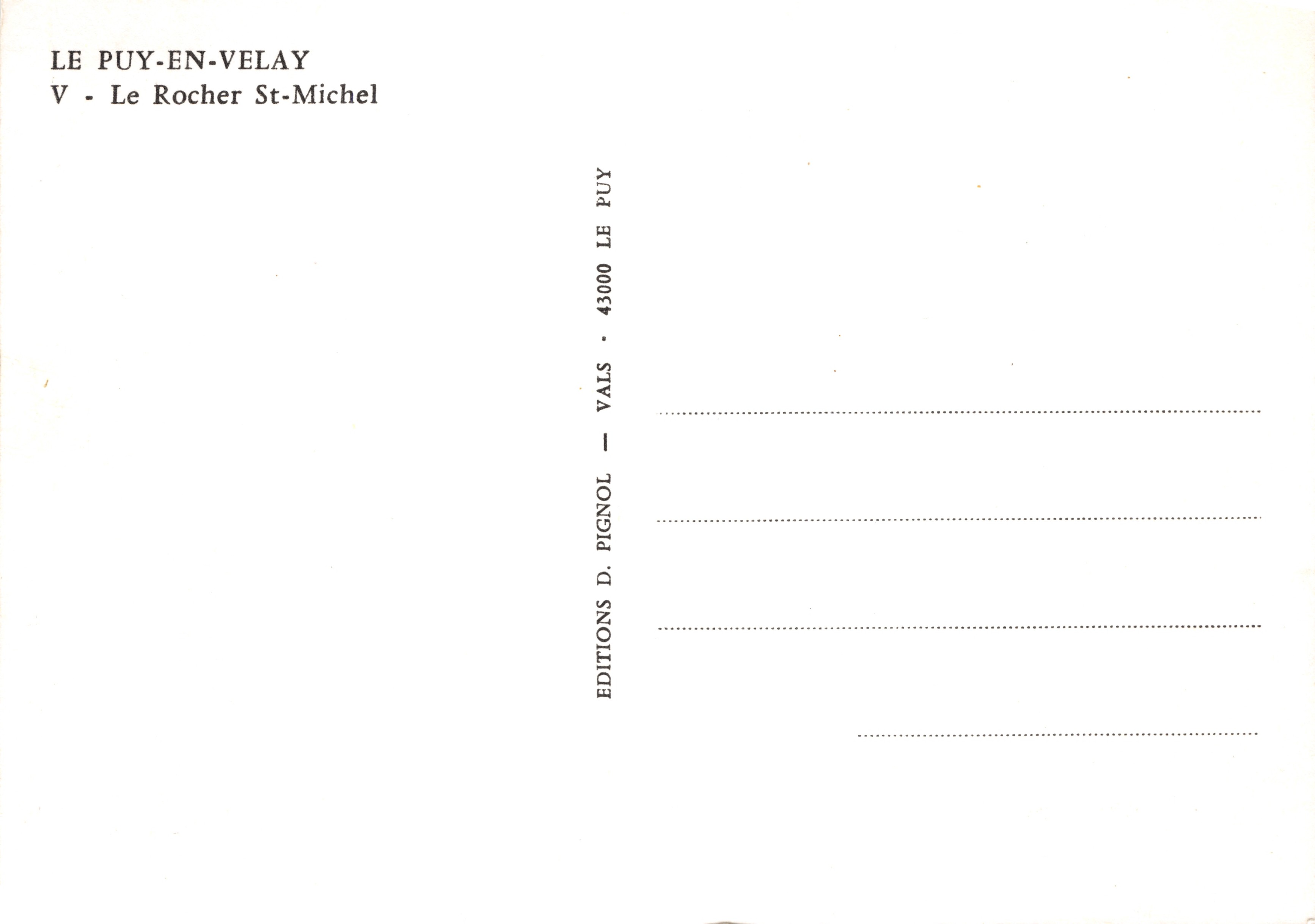 Le Puy-en-Velay — The Saint-Michel Rock — Éditions D. Pignol — Back