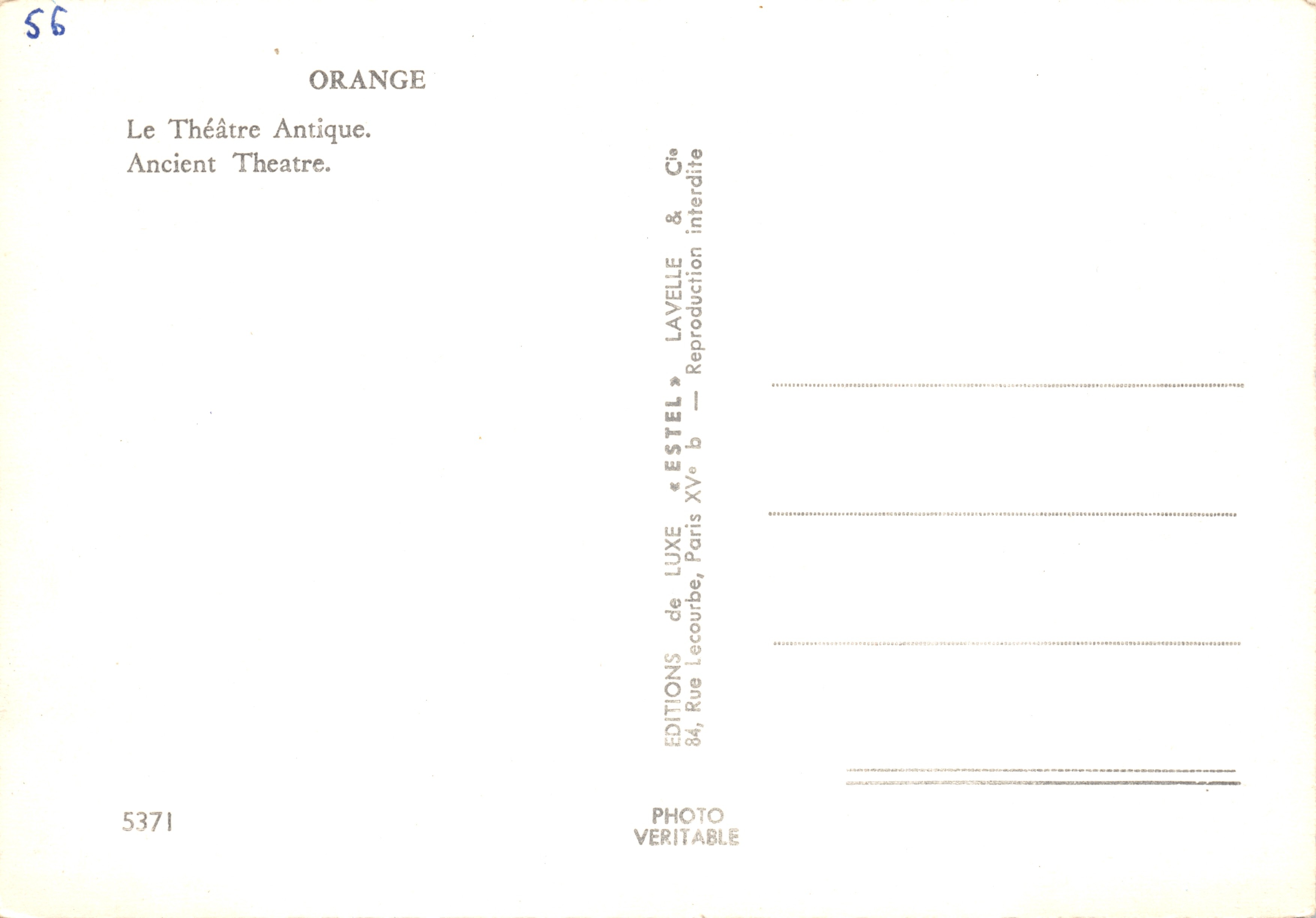 Orange — Antikes Theater — Éditions Estel — Rückseite
