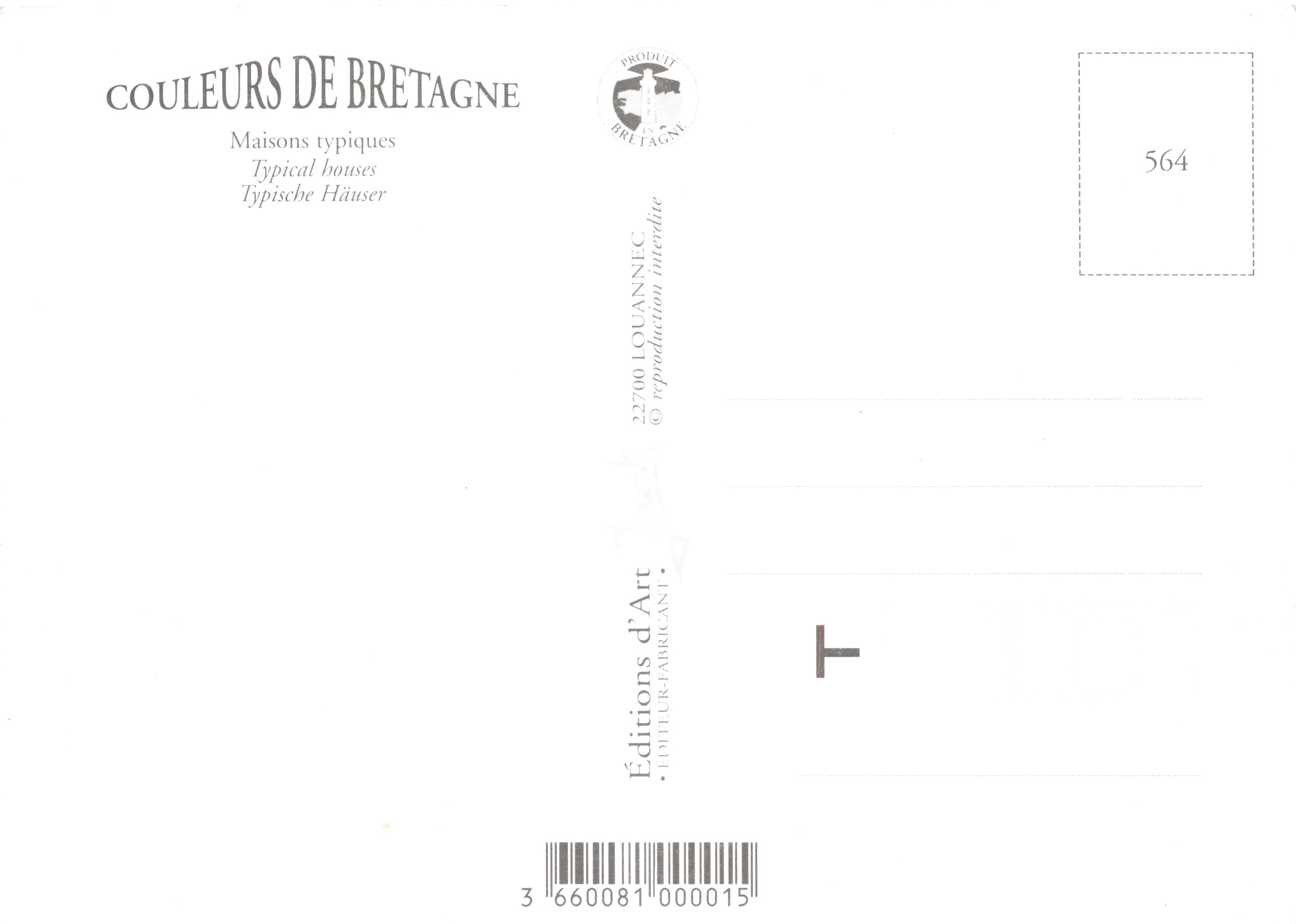 Maisons fleuries de Bretagne — collage van traditionele huizen met kleurrijke bloemen — Éditions d'Art — Achterkant