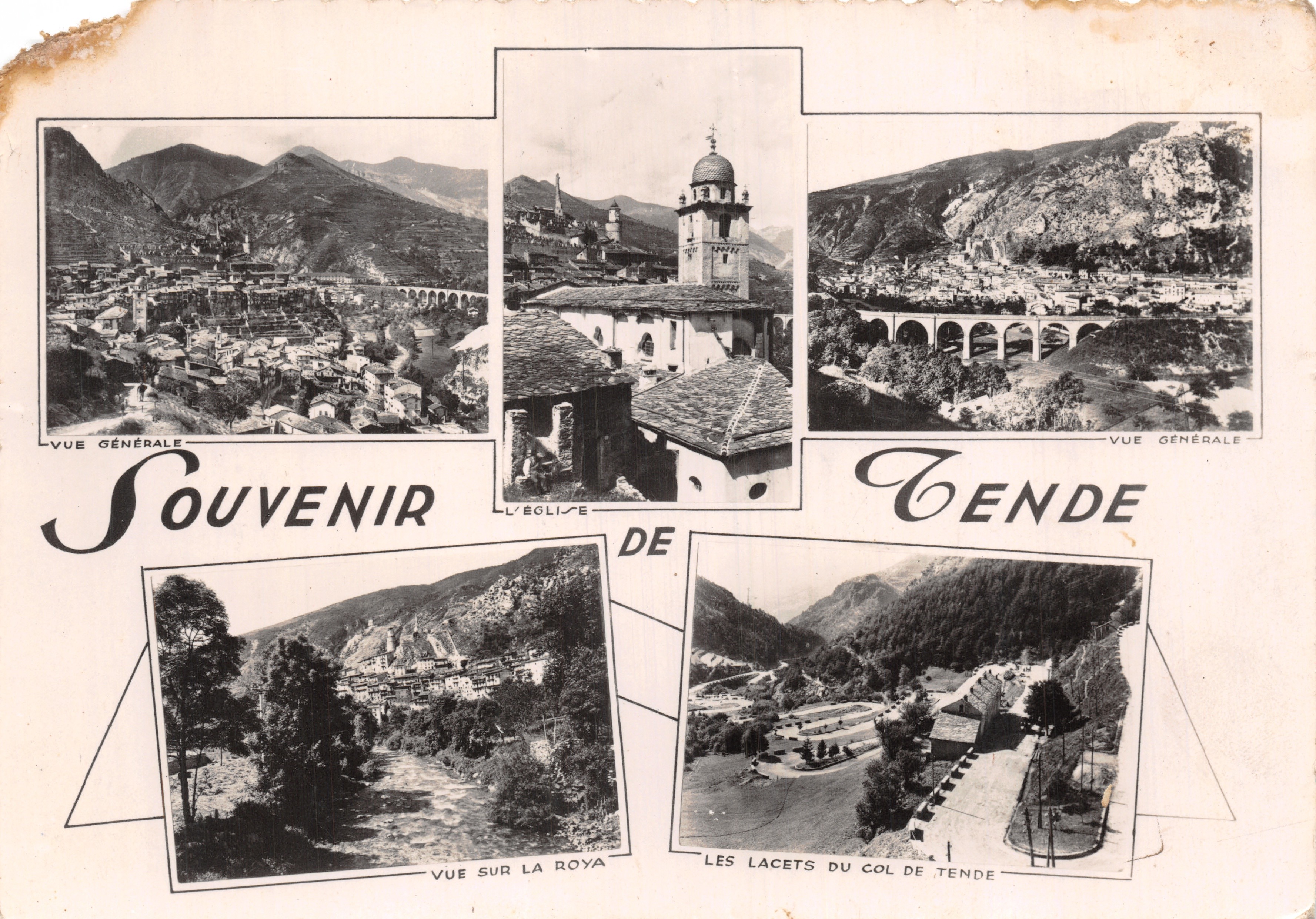Tende — General view, the church, the pass, the Roya and the bends — Edition Vada-Gallo