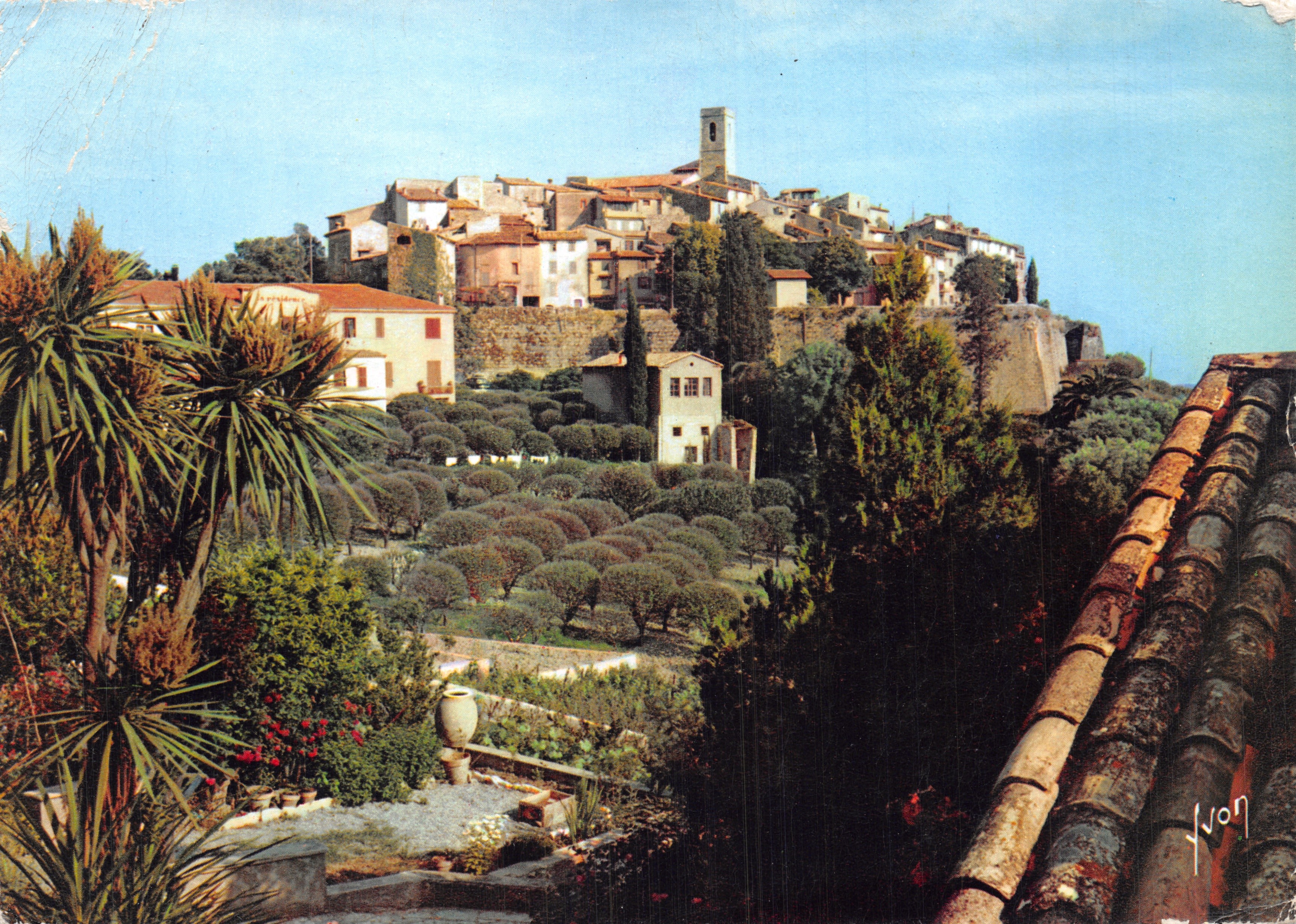 Saint-Paul (Alpes-Maritimes) — vista general del pueblo elevado con olivares — Éditions d'Art 'YVON'