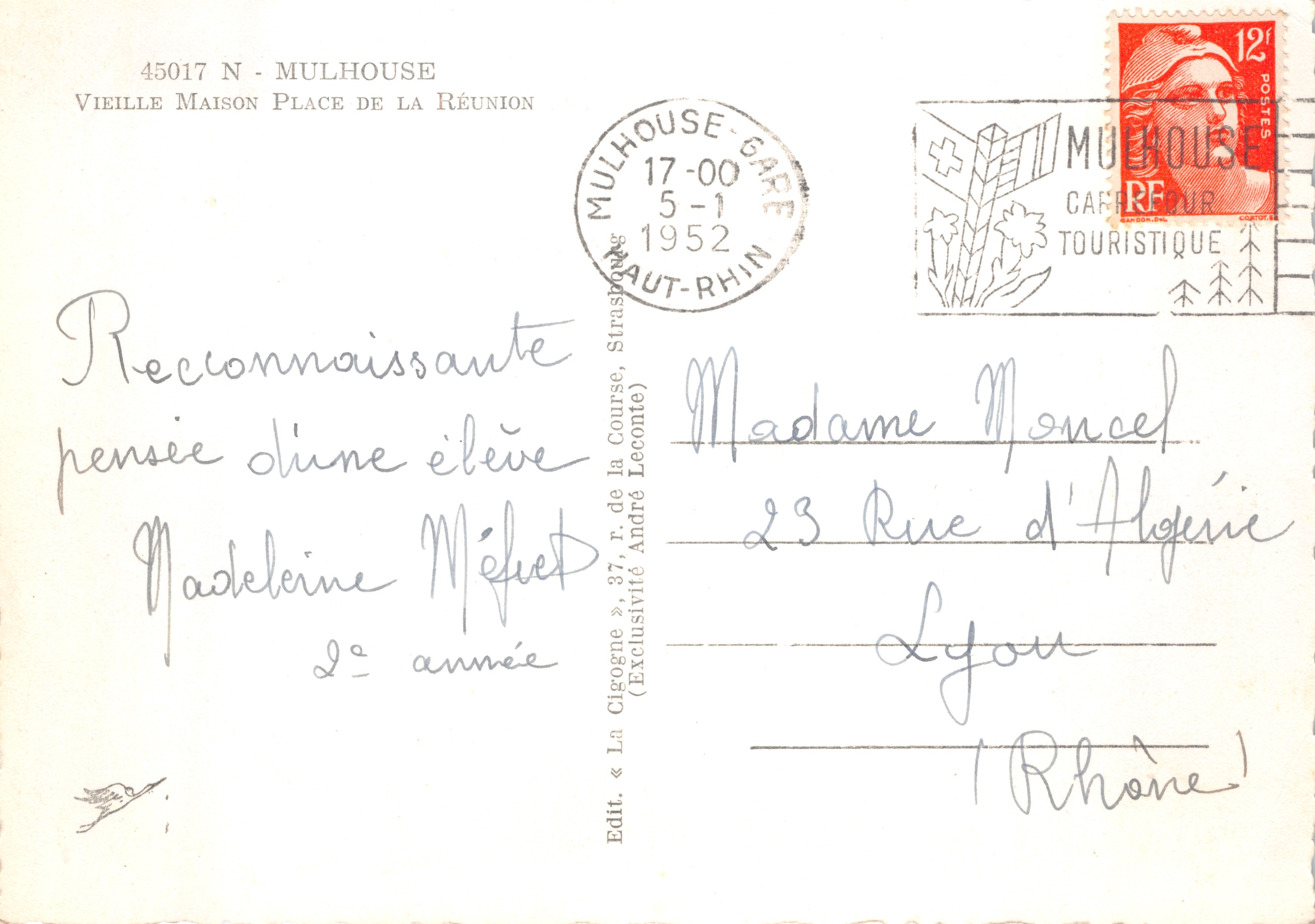Vecchia Casa Place de la Réunion — Mulhouse — Edito da La Cigogne — Verso