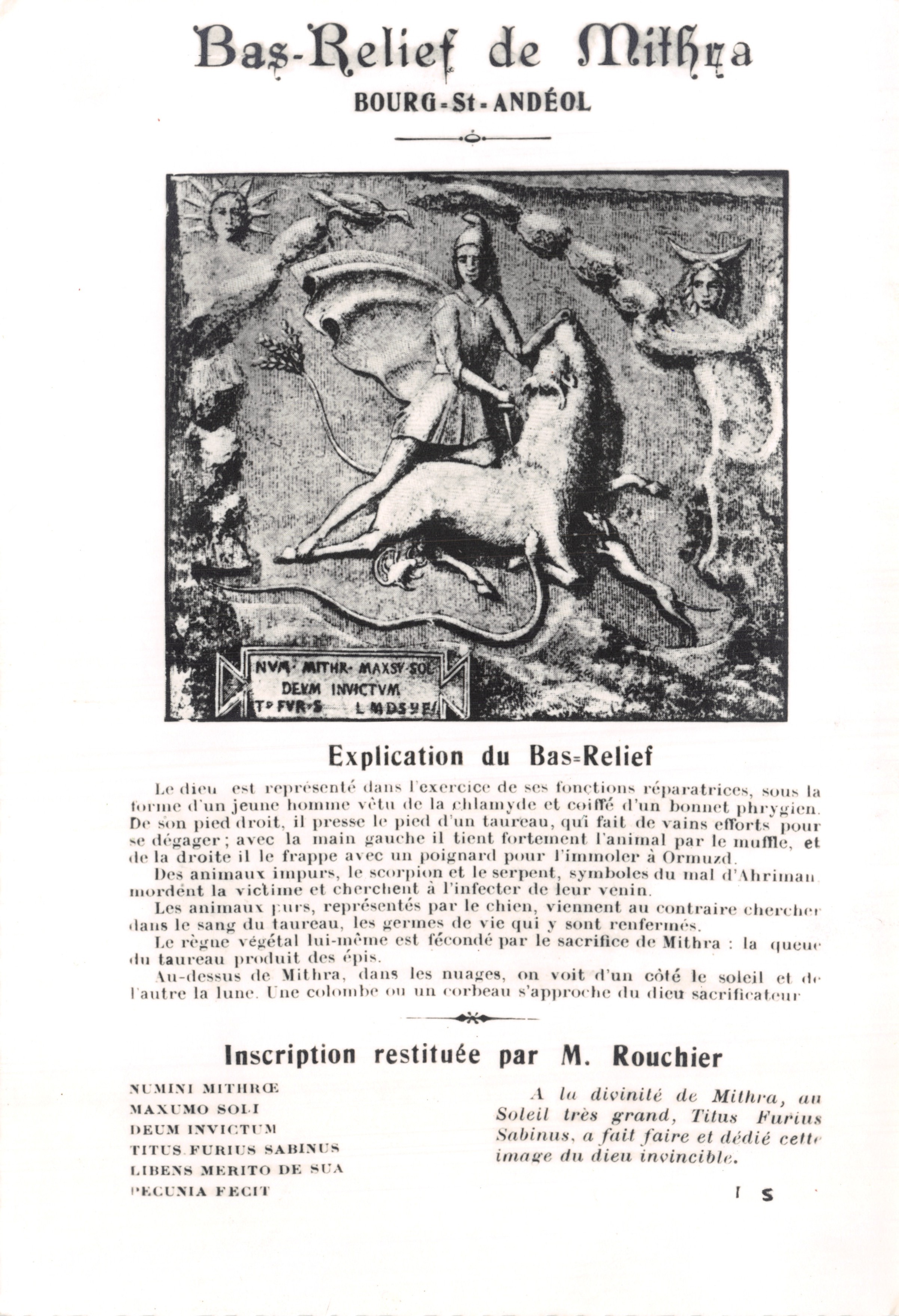 Bourg-St-Andéol — Bas-relief du Dieu Mithra — Imprimeur Combier