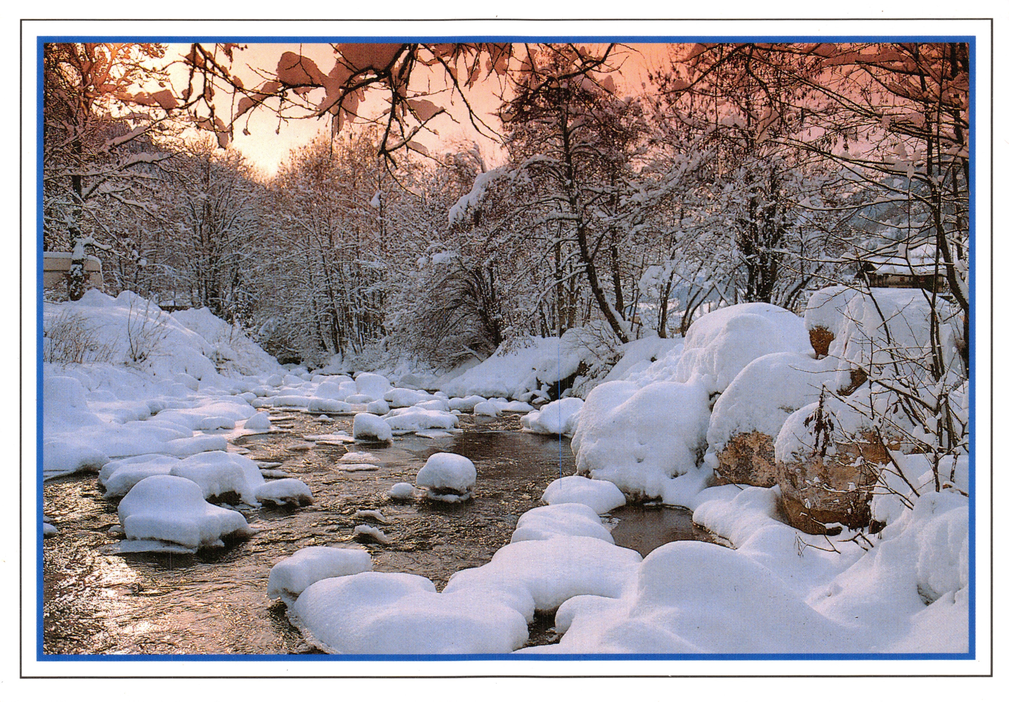 Paysage de neige — rivière enneigée au coucher du soleil — Editions REVALP - ALBERTVILLE