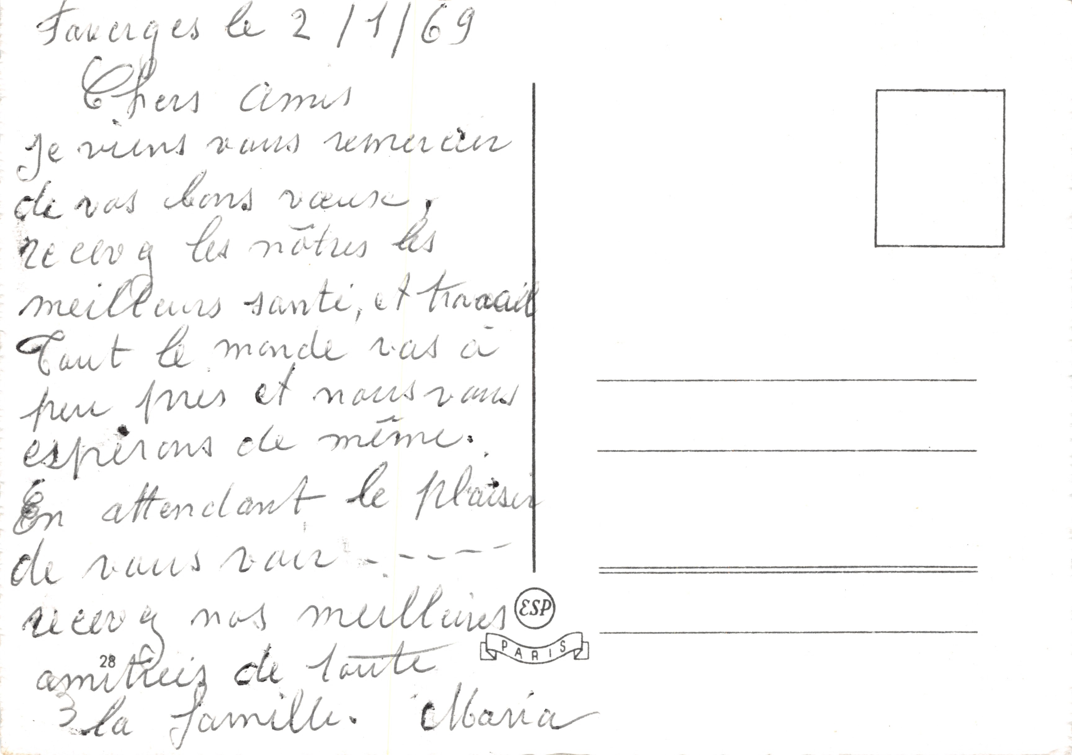 Forêts enneigées — cabane au bord d'un ruisseau avec deux cerfs — éditeur non visible — Verso