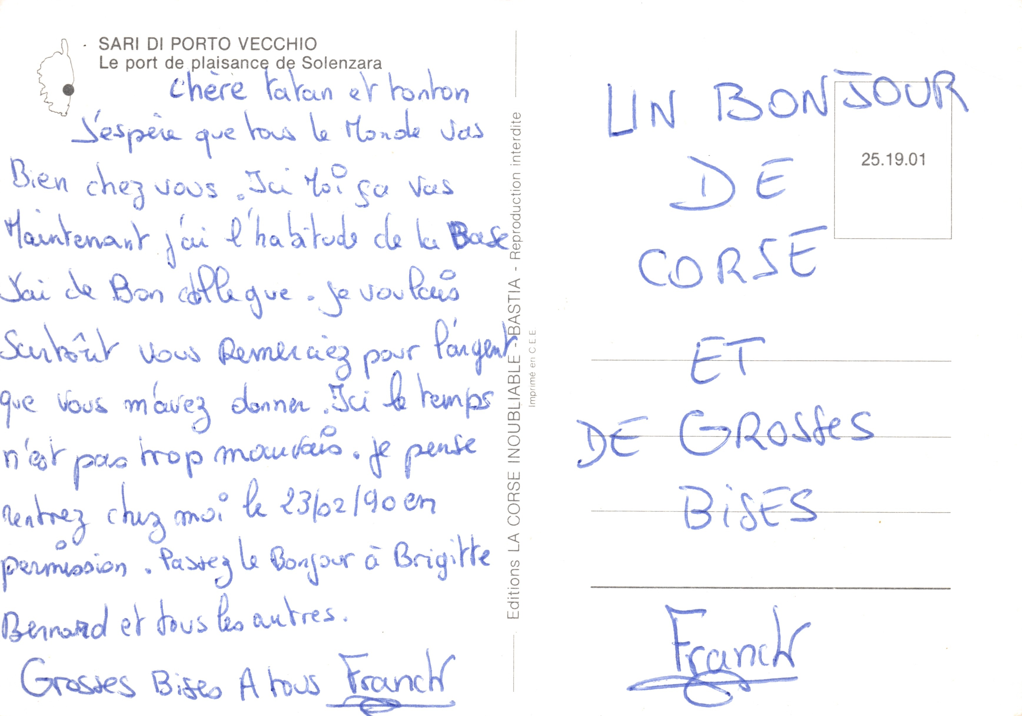 Solenzara — port de plaisance — Éditions Inoubliable — Verso
