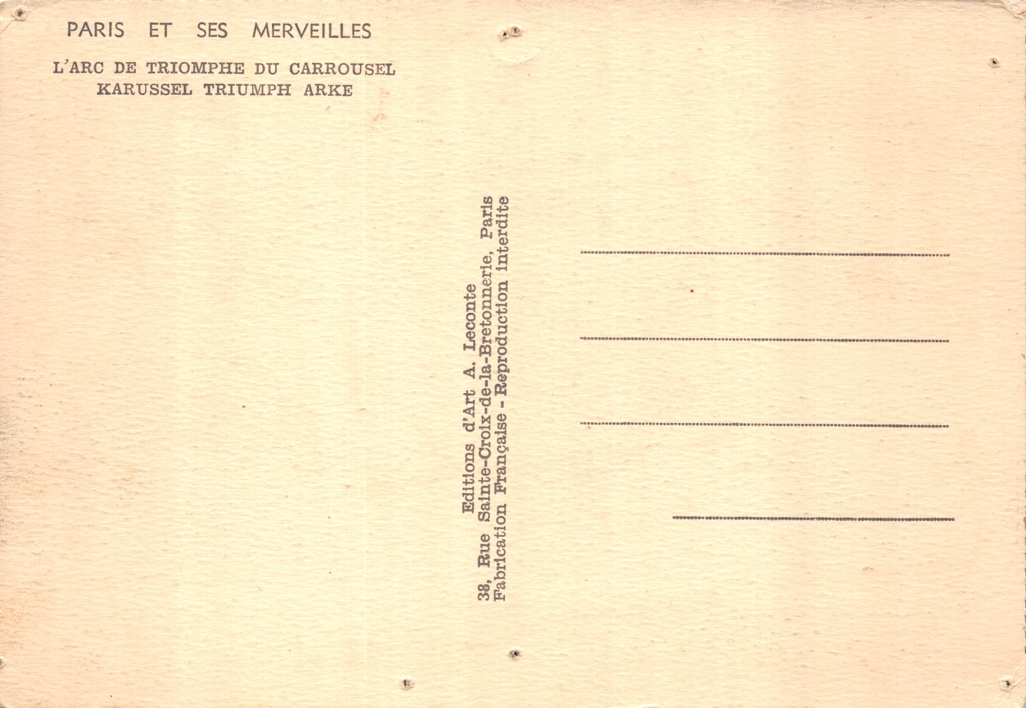 Arc de Triomphe du Carrousel — Paris — éditeur Fuy — Reverso