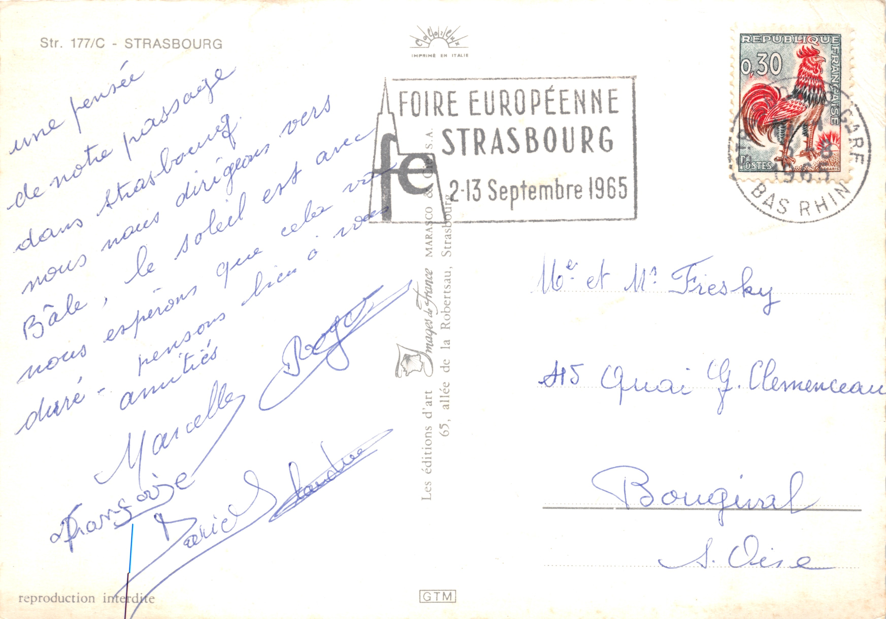 Strasbourg — La Cathédrale, Nid de cigognes, Kammerzell, Petite France, Pl. Kleber — éditeur STRASBOURG — Verso
