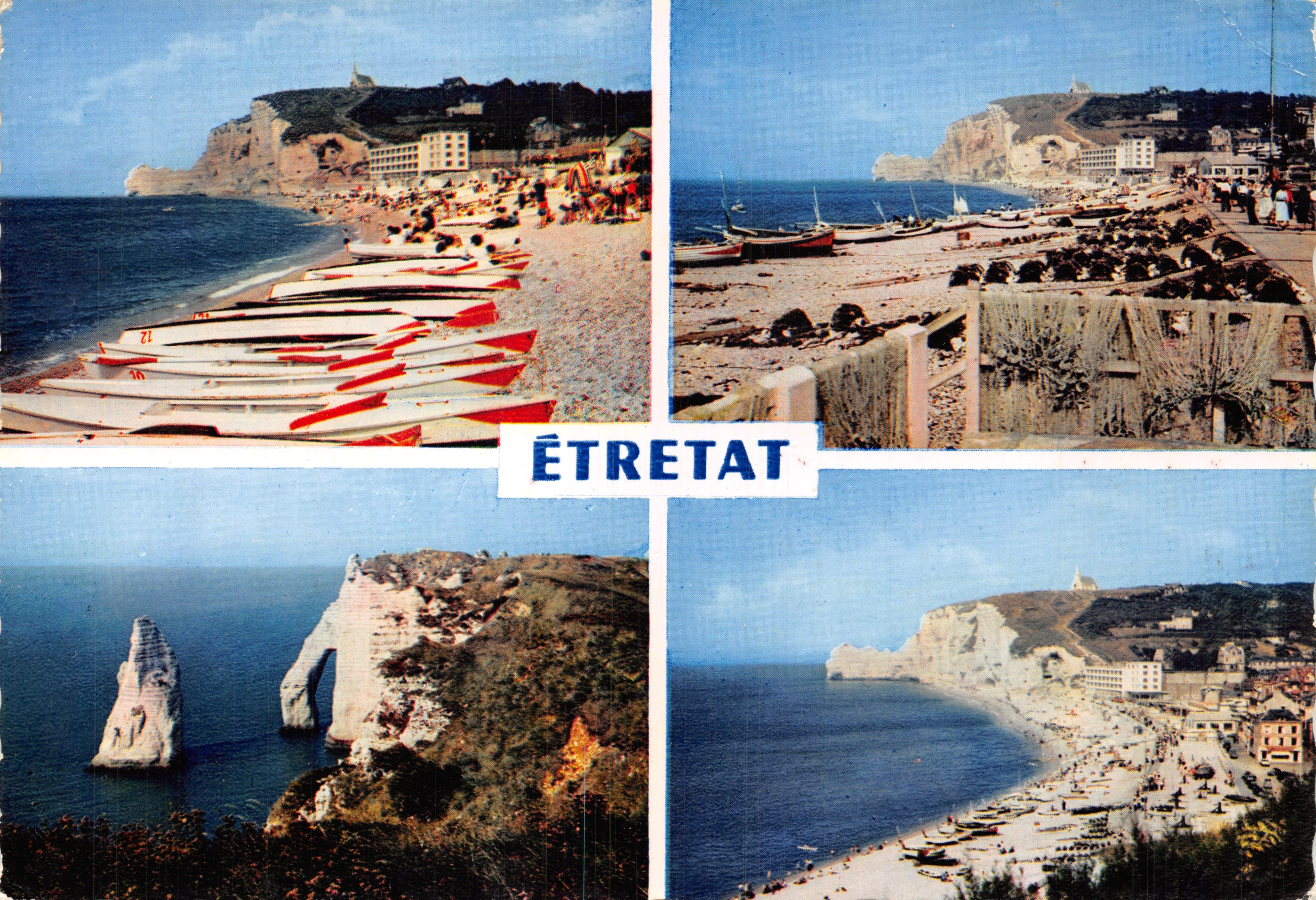 Étretat — panoramische uitzicht op de kliffen, strand en klif van Étretat — Uitgever « La Cigogre »