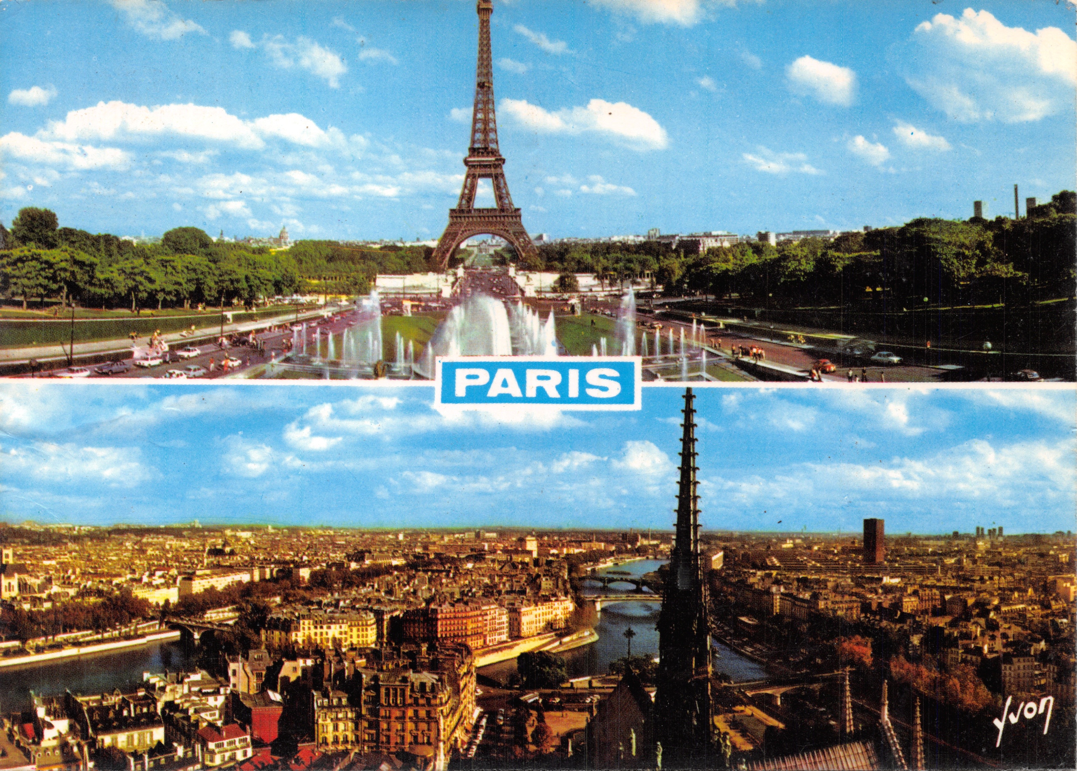 Parijs — panoramische weergave van de Eiffeltoren en de Seine — Éditions d'art Yvon