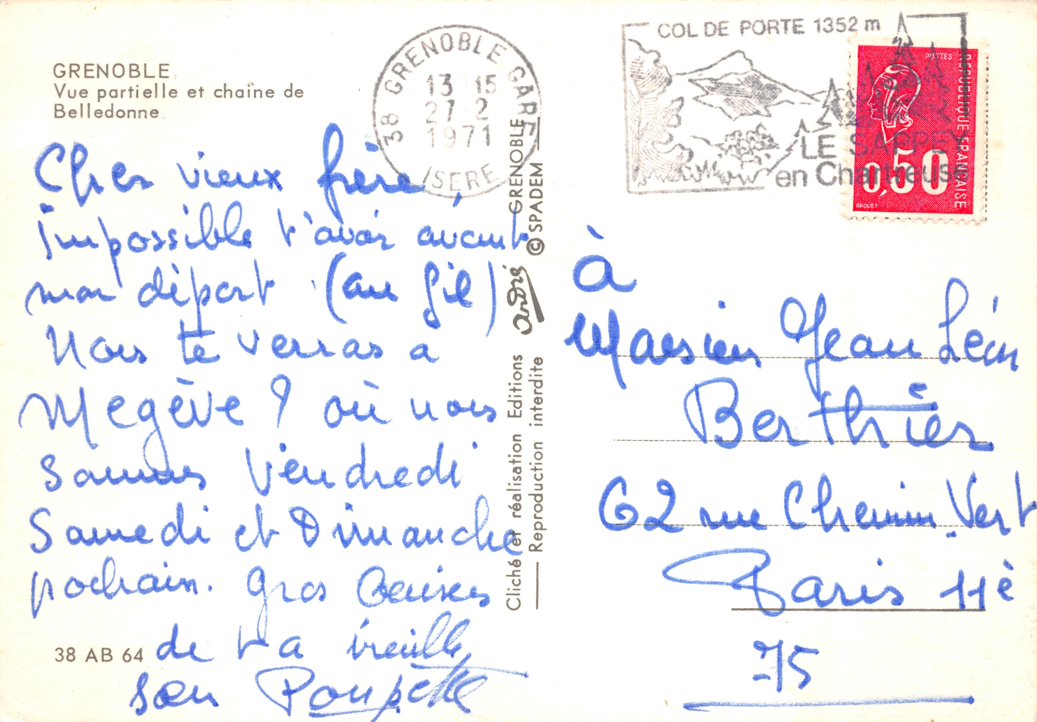 Grenoble — vista parcial y cadena de Belledonne — editor SPADEME — Reverso