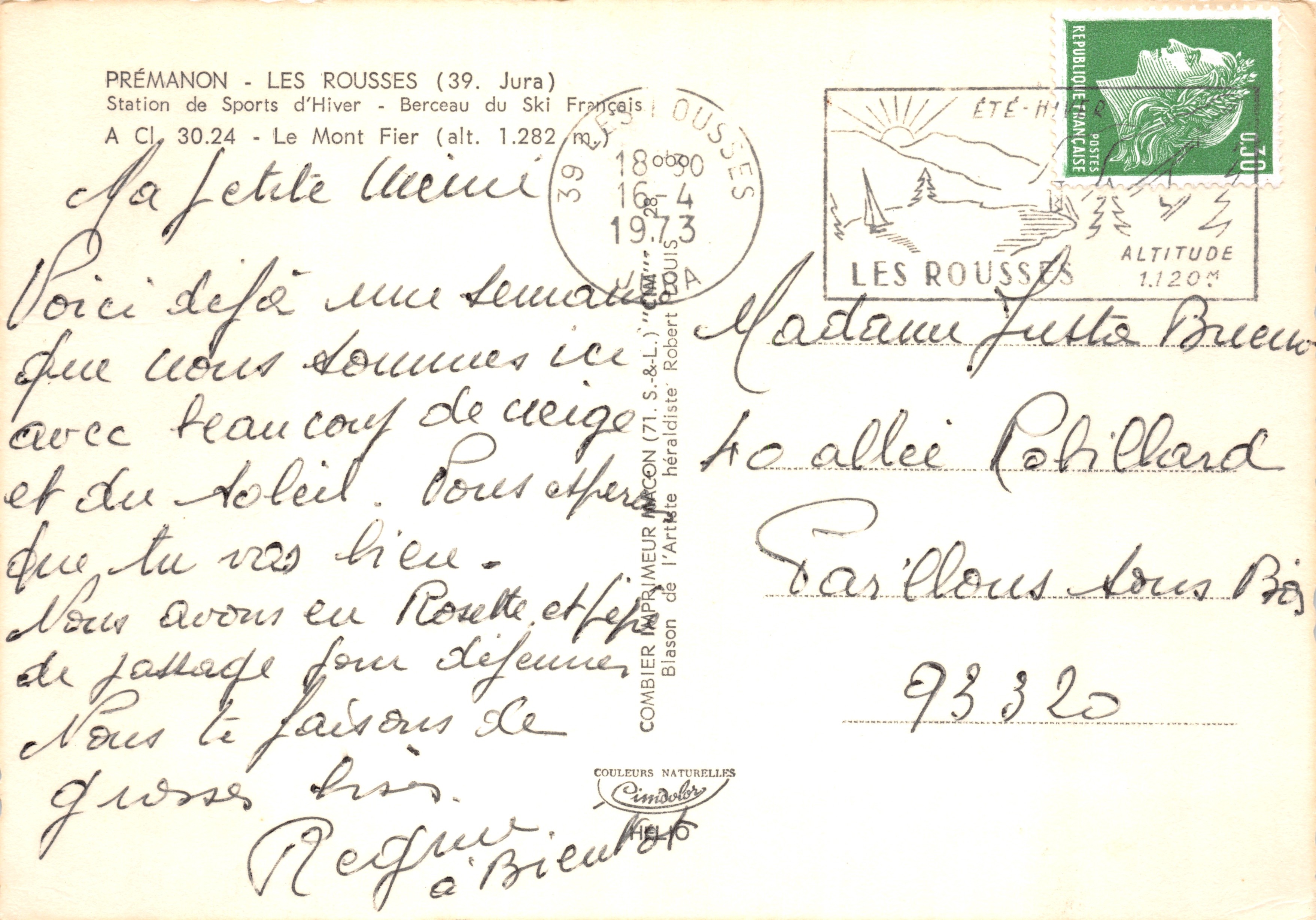 Les Rousses - Estación de deportes invernales - Cuna del esquí francés — editor COMBIER NATURELLES — Reverso
